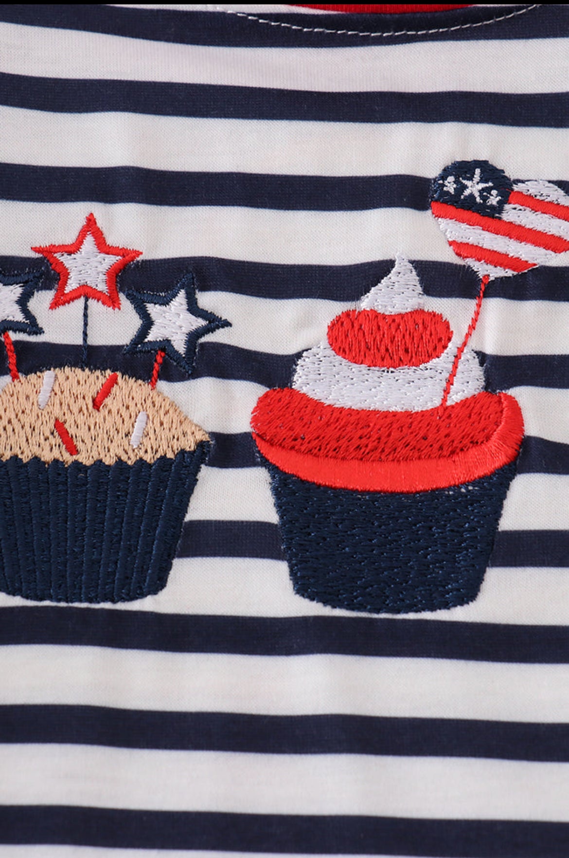 Blue Stripe Cake Embroidery Boy’s Top