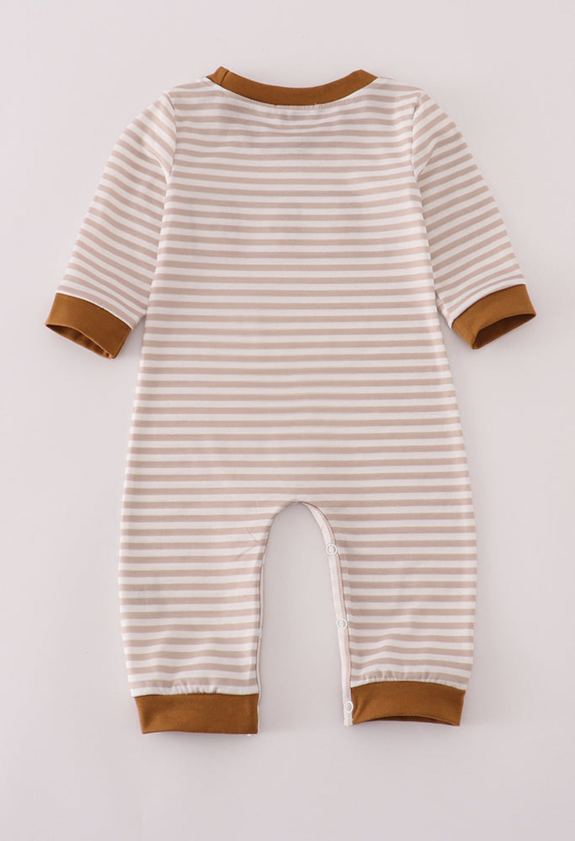 Brown Stripe Duck Embroidery Boy’s Romper