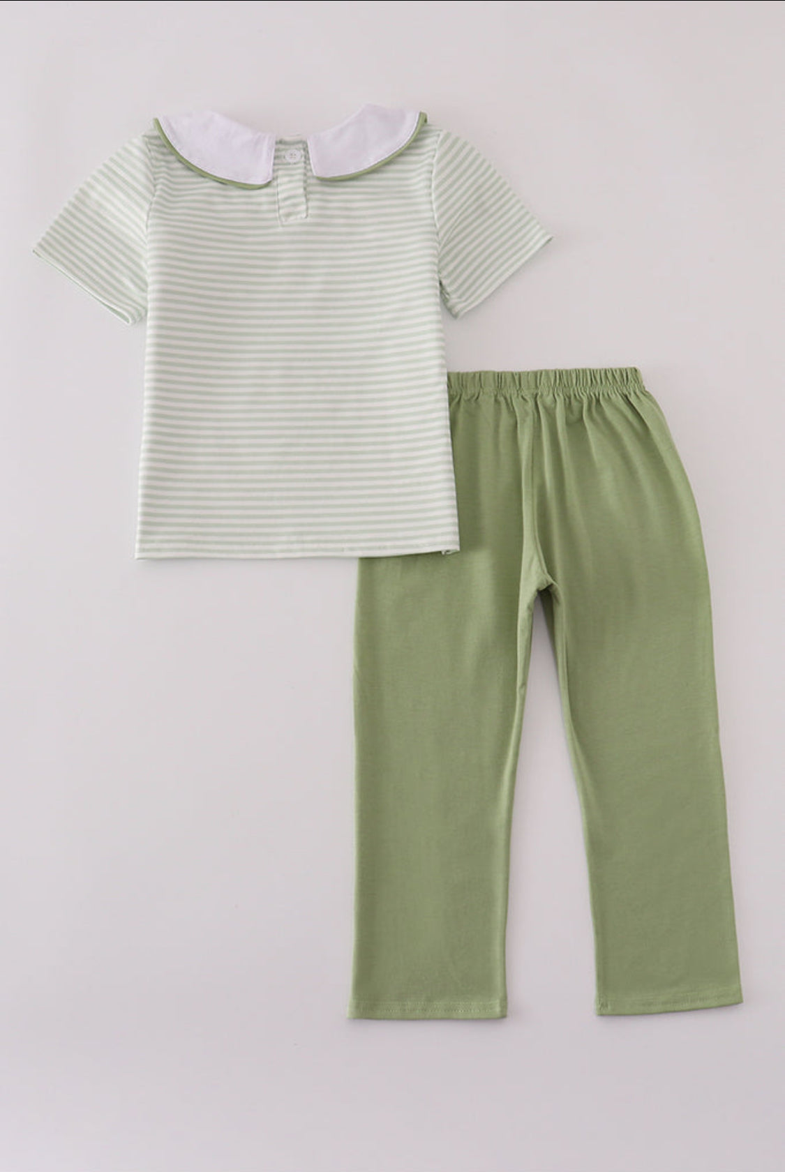 Sage Turkeys Embroidery Stripe Boy’s Pants Set