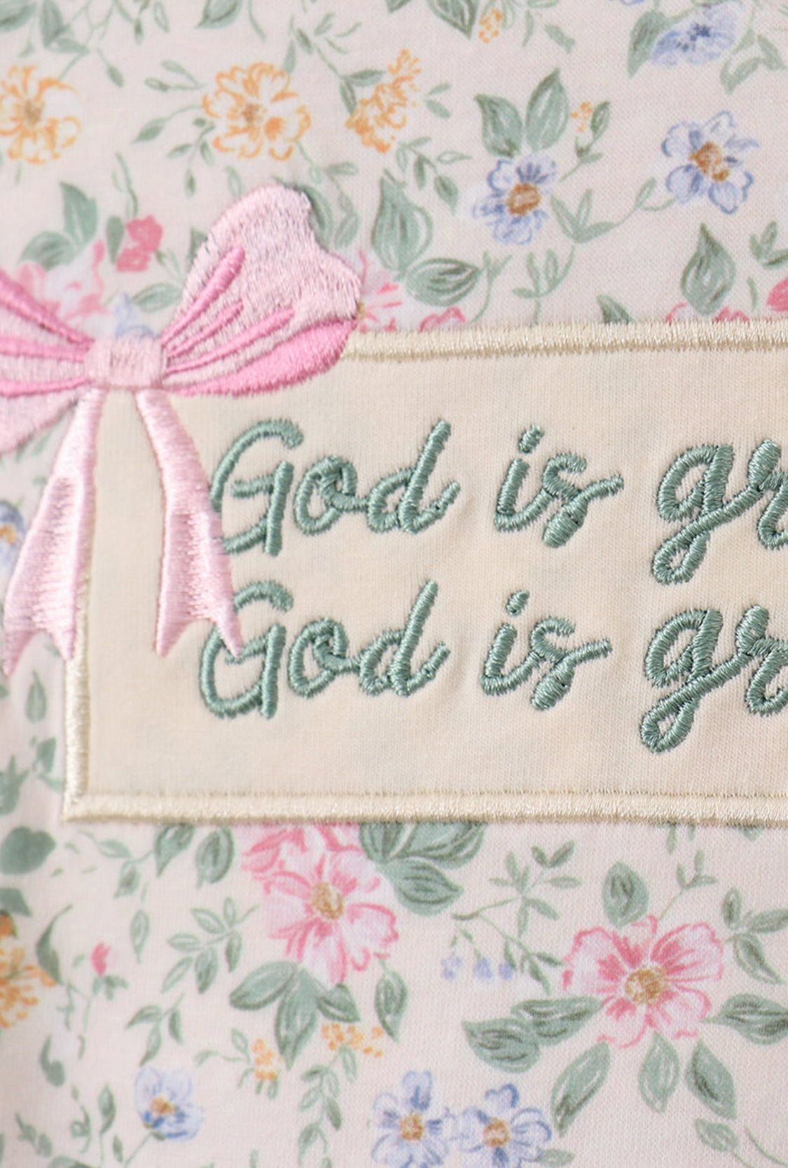 Green Floral “God is Great” Embroidery Ruffle Girl’s Bloomer Set
