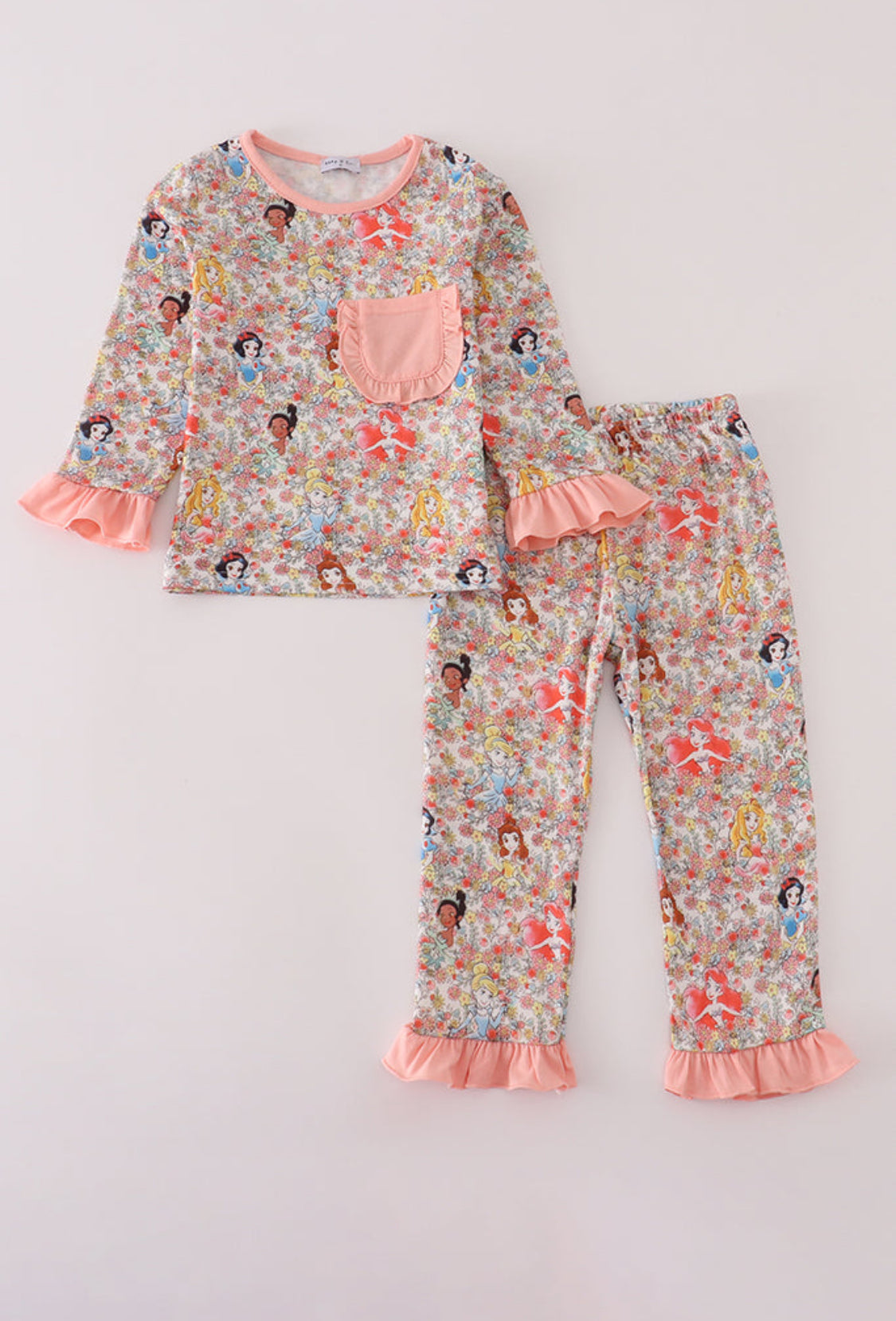 Princess Floral Print Girl’s Pajamas Set