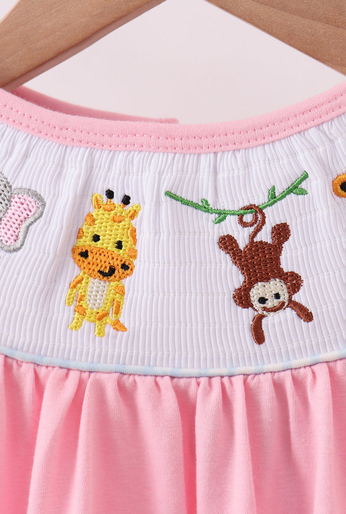 Pink Animal Smocked Ruffle Girl’s Pants Set