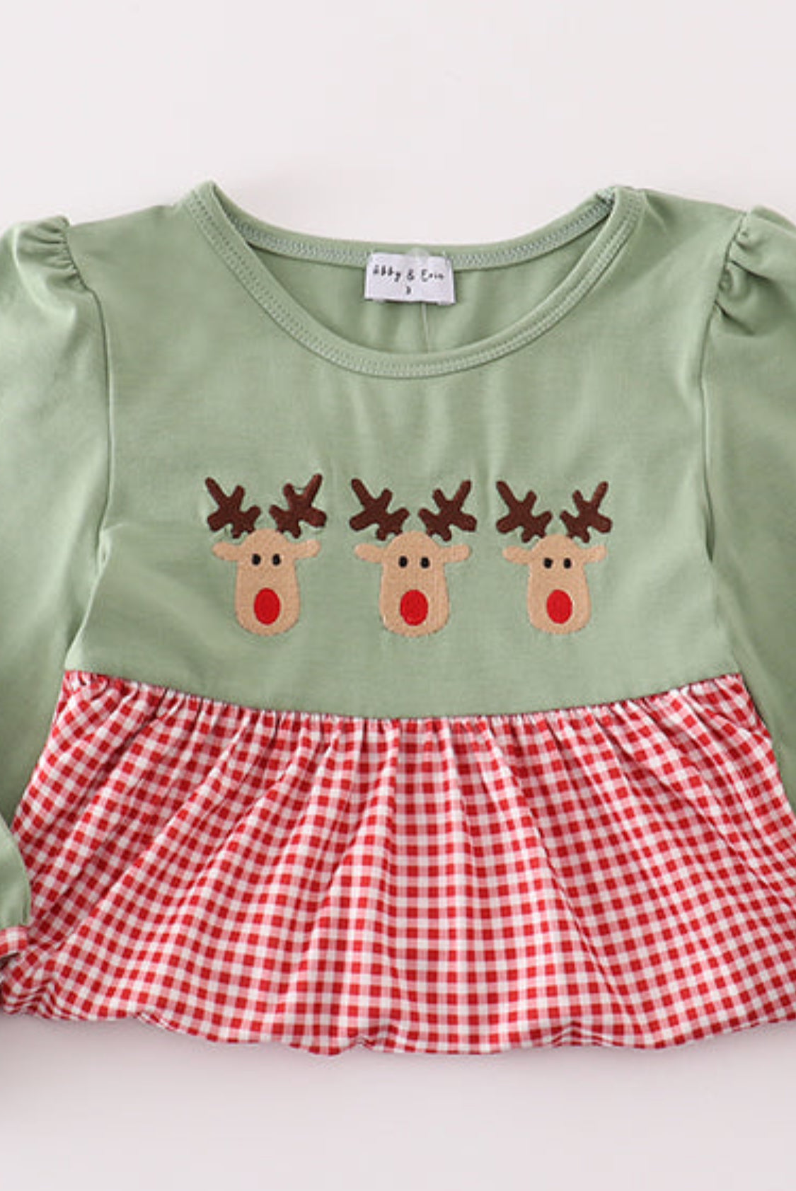 Green Reindeer Embroidery Dress