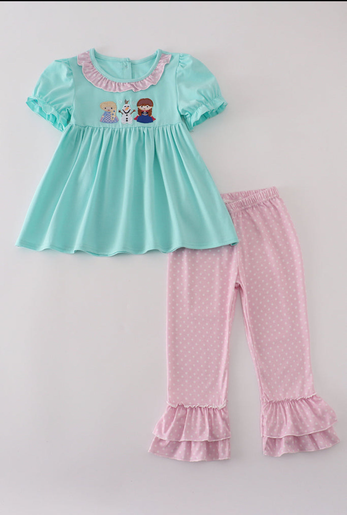 Blue Character Appliqué Girl’s Pant Set