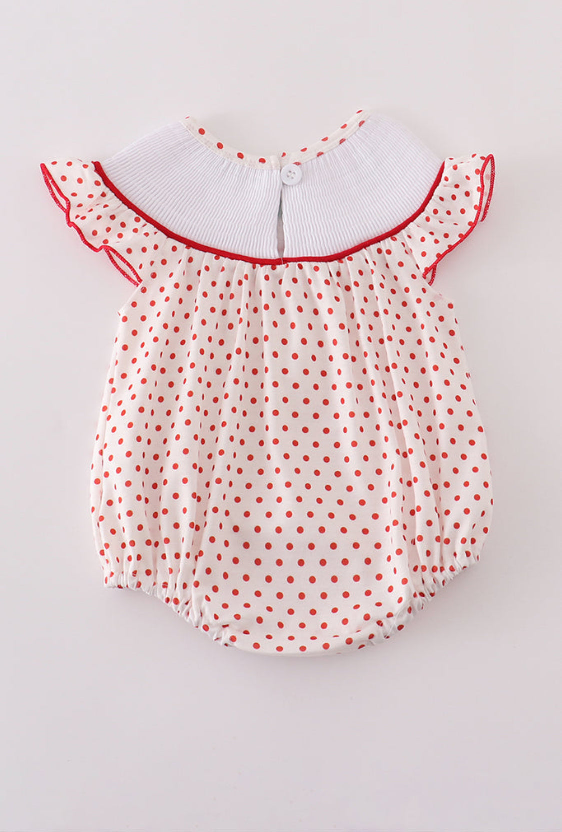 Red Dot Strawberry Embroidery Smocked Girl’s Bubble