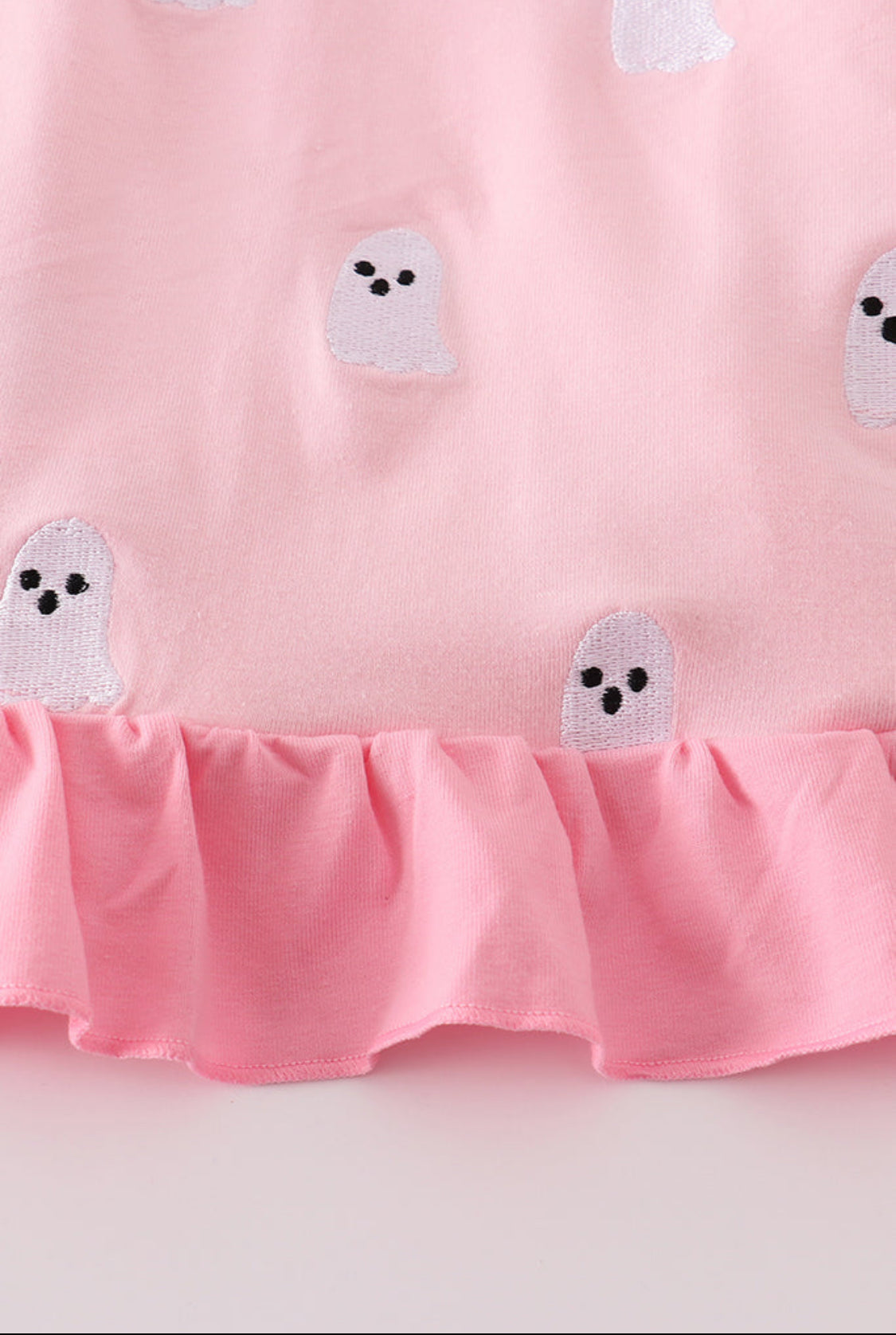 Pink Ghost Embroidery Ruffle Dress