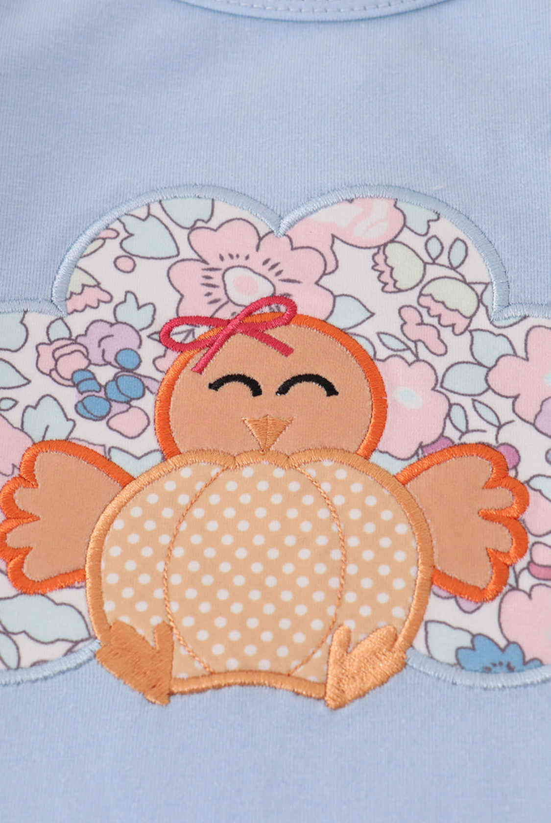 Blue Turkey Appliqué Ruffle Girl’s Pants Set