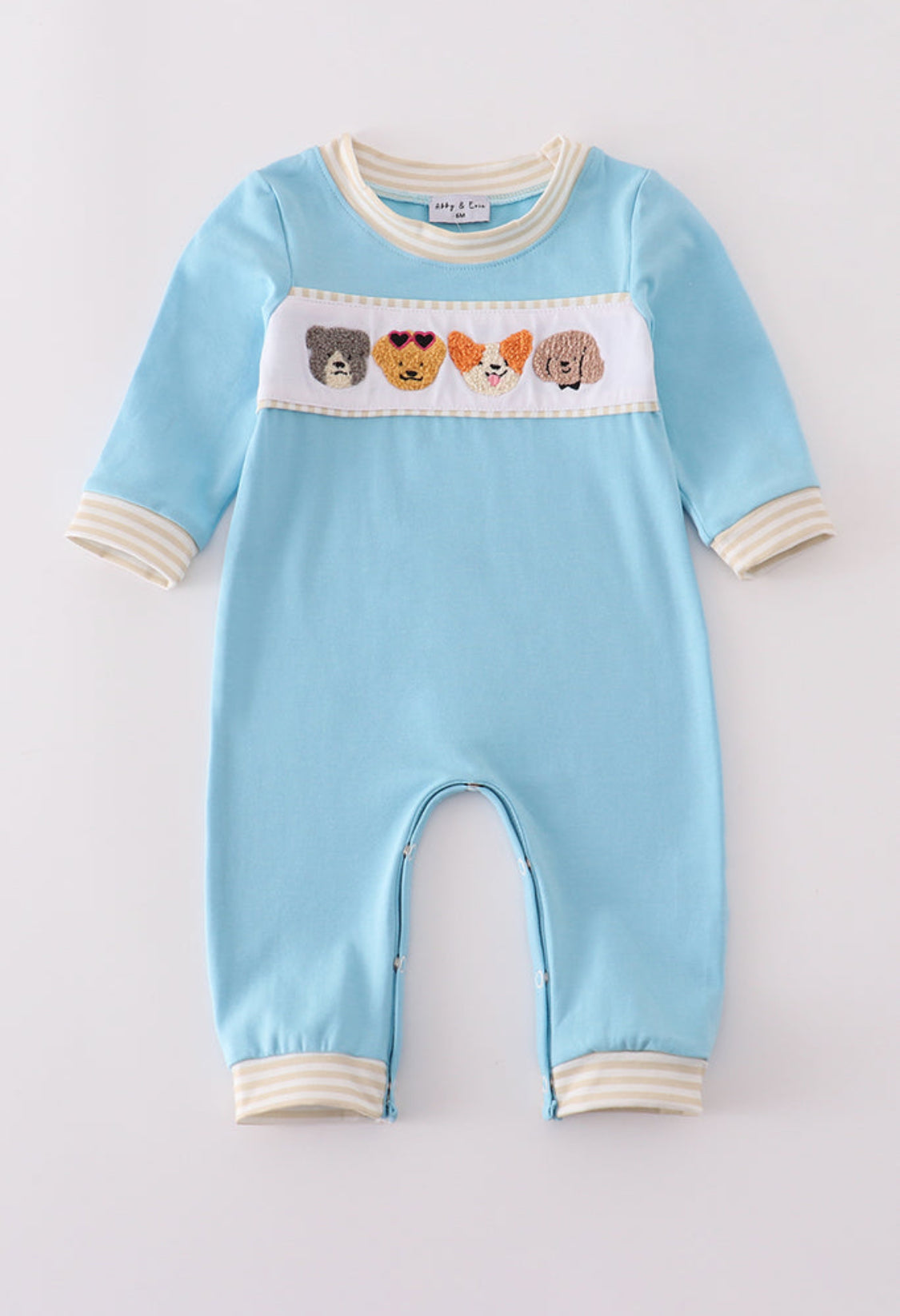 Blue Puppy French Knot Boy’s Romper