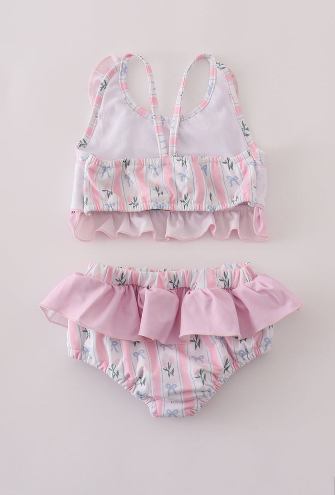 Pink Bow Embroidery 2pc swimsuit set UPF50+