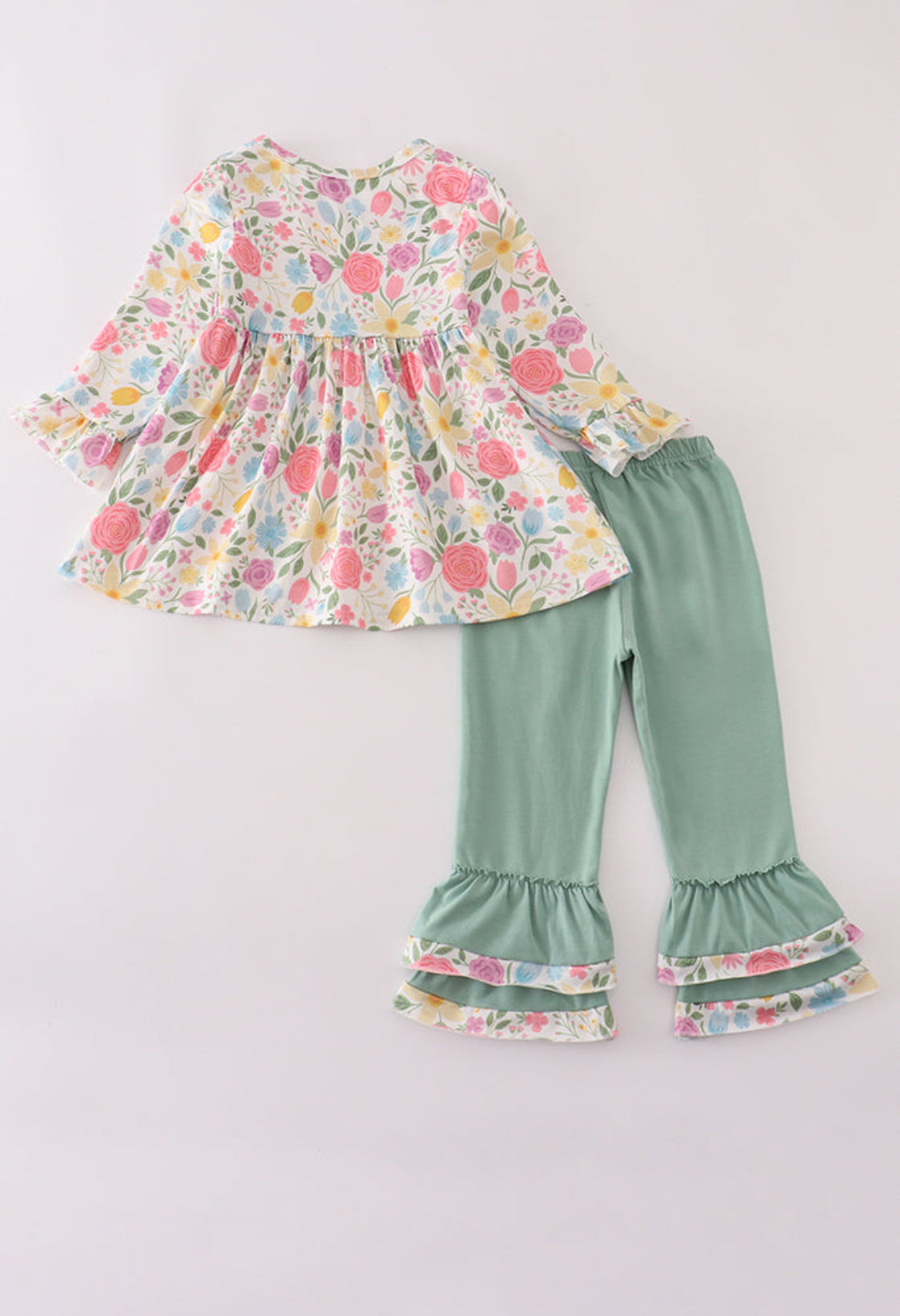 Floral Print Ruffle Girl’s Pants Set