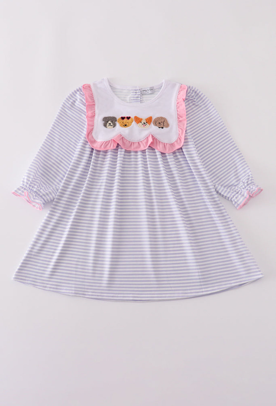 Purple Puppy French Knot Stripe Dress