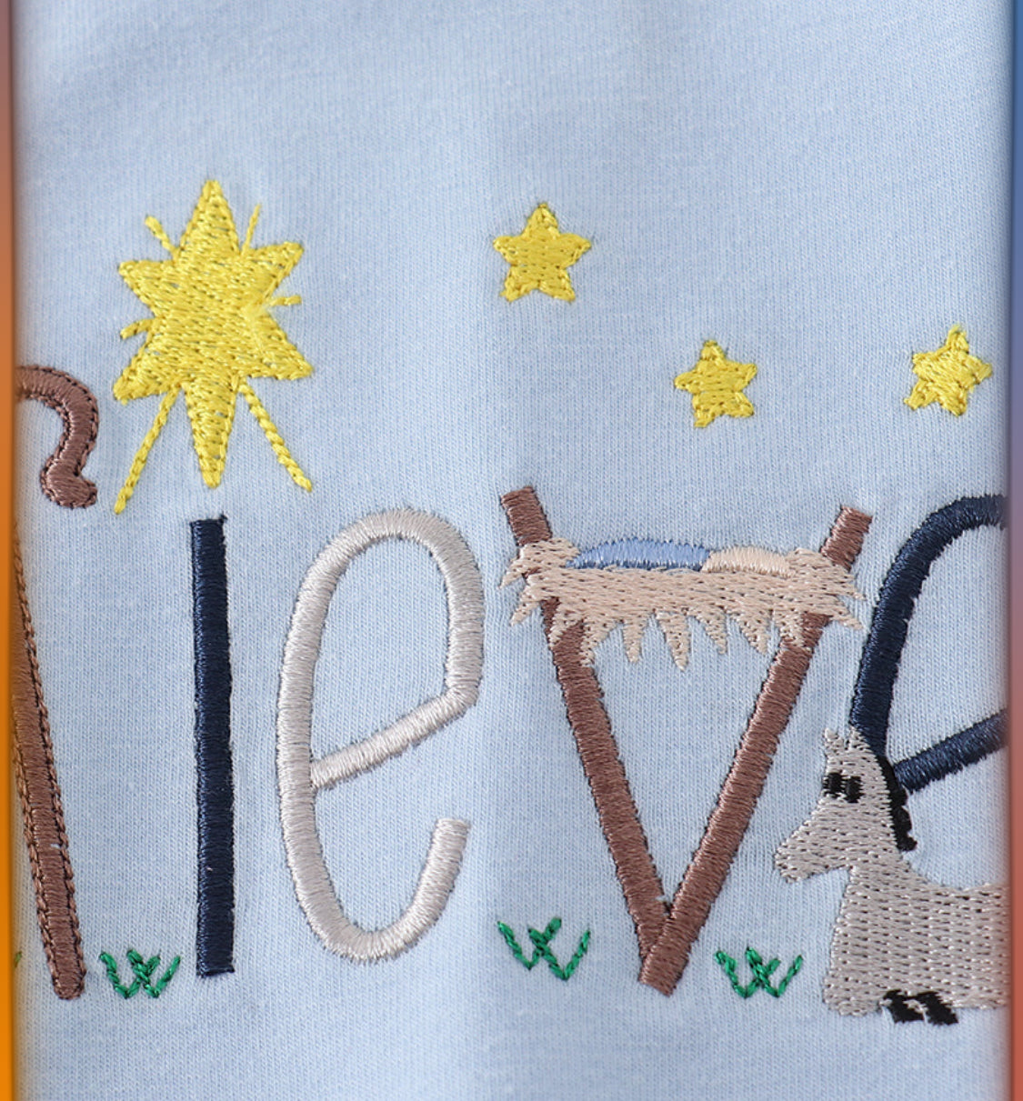 Blue BELIEVE Embroidery Boy’s Top