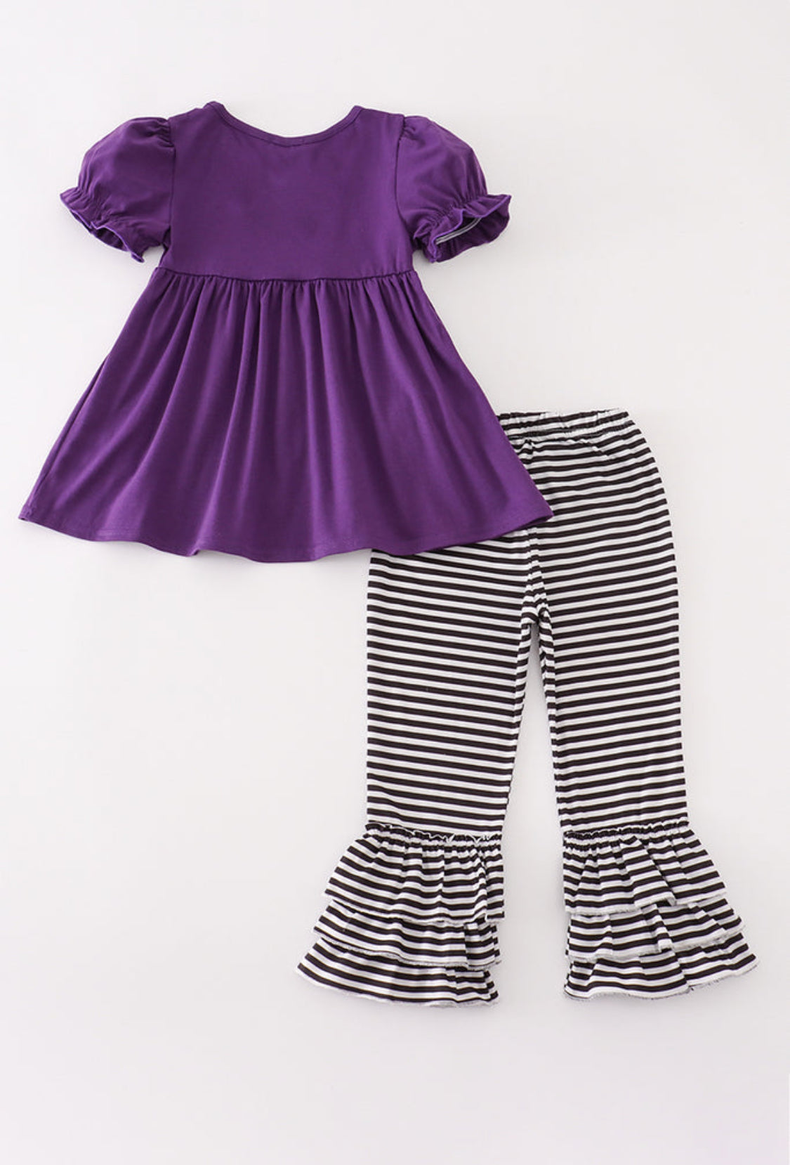 Purple Halloween Witch Appliqué Girl’s Pants Set