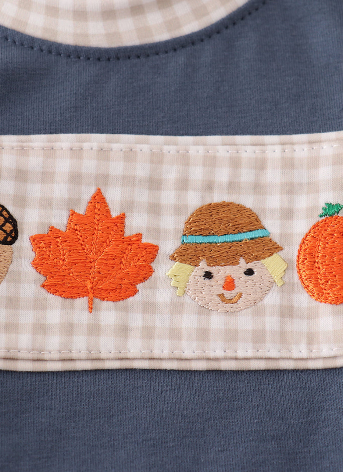 Navy Pumpkin Embroidery Boy’s Bubble