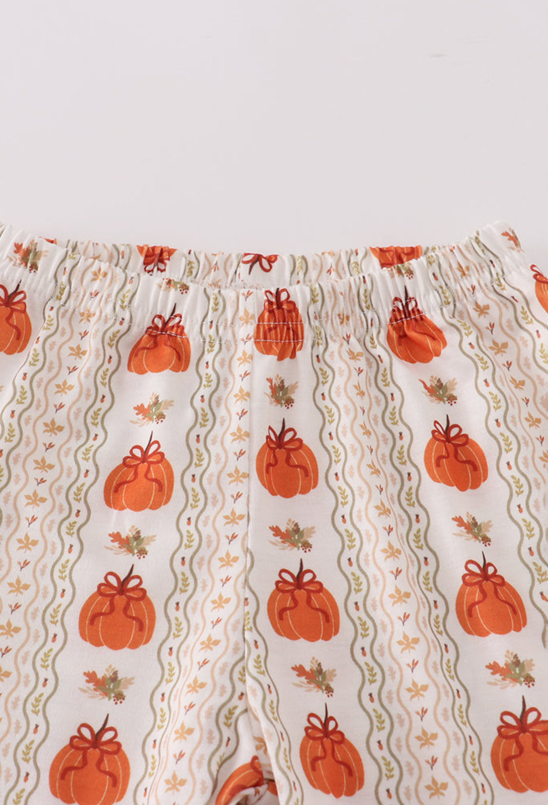 Green Pumpkin Bow Embroidery Ruffle Girl’s Pants Set