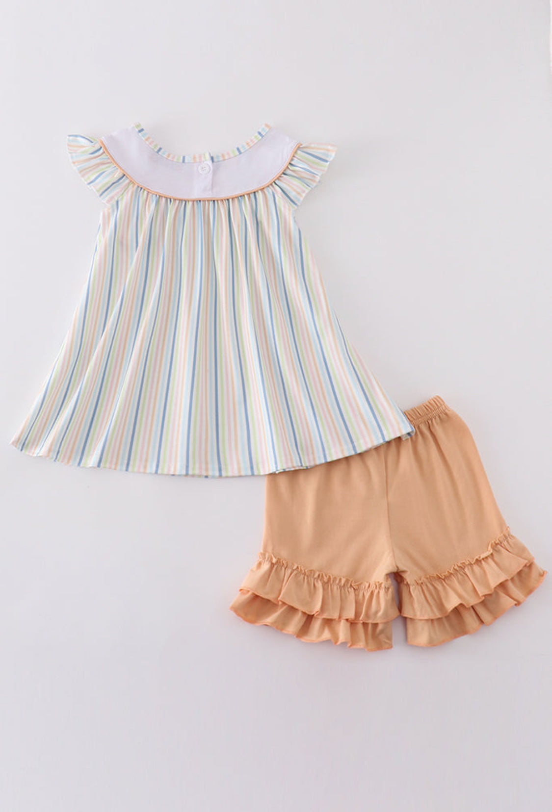 Stripe Car Embroidery Girl’s Shorts Set