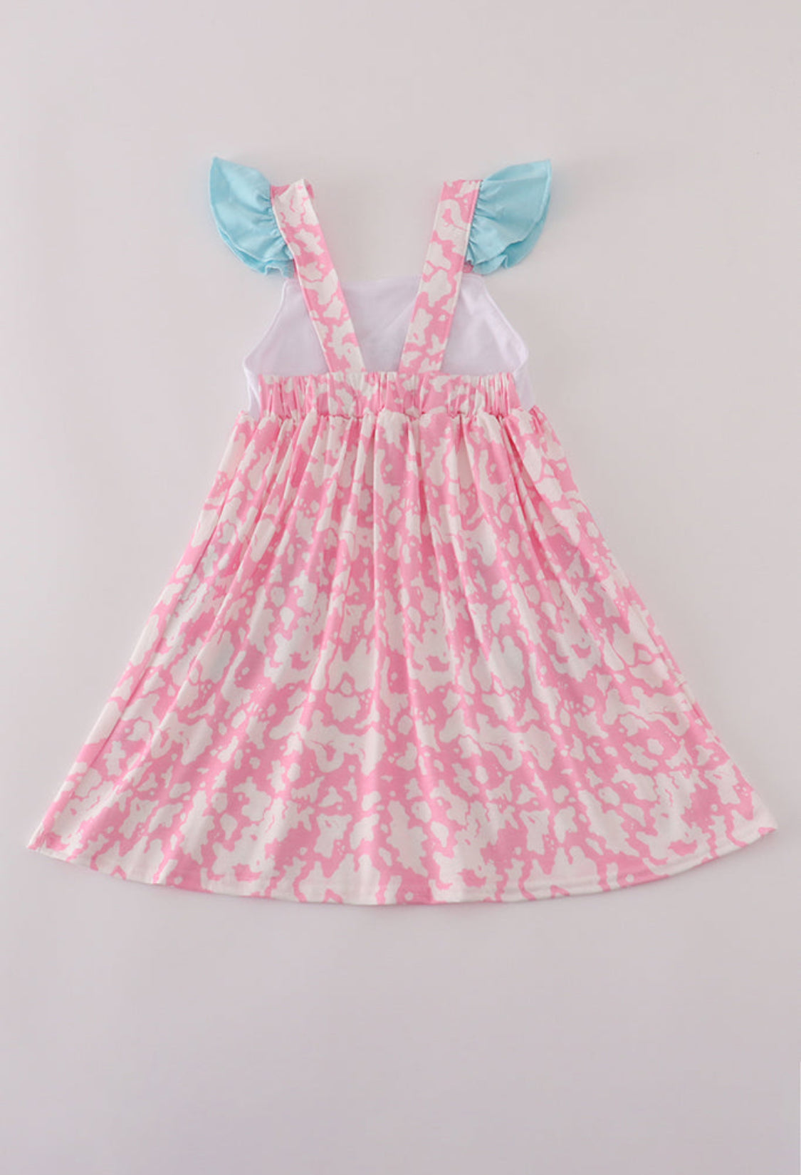 Pink Stawberry Milk Cow Embroidery Ruffle Dress