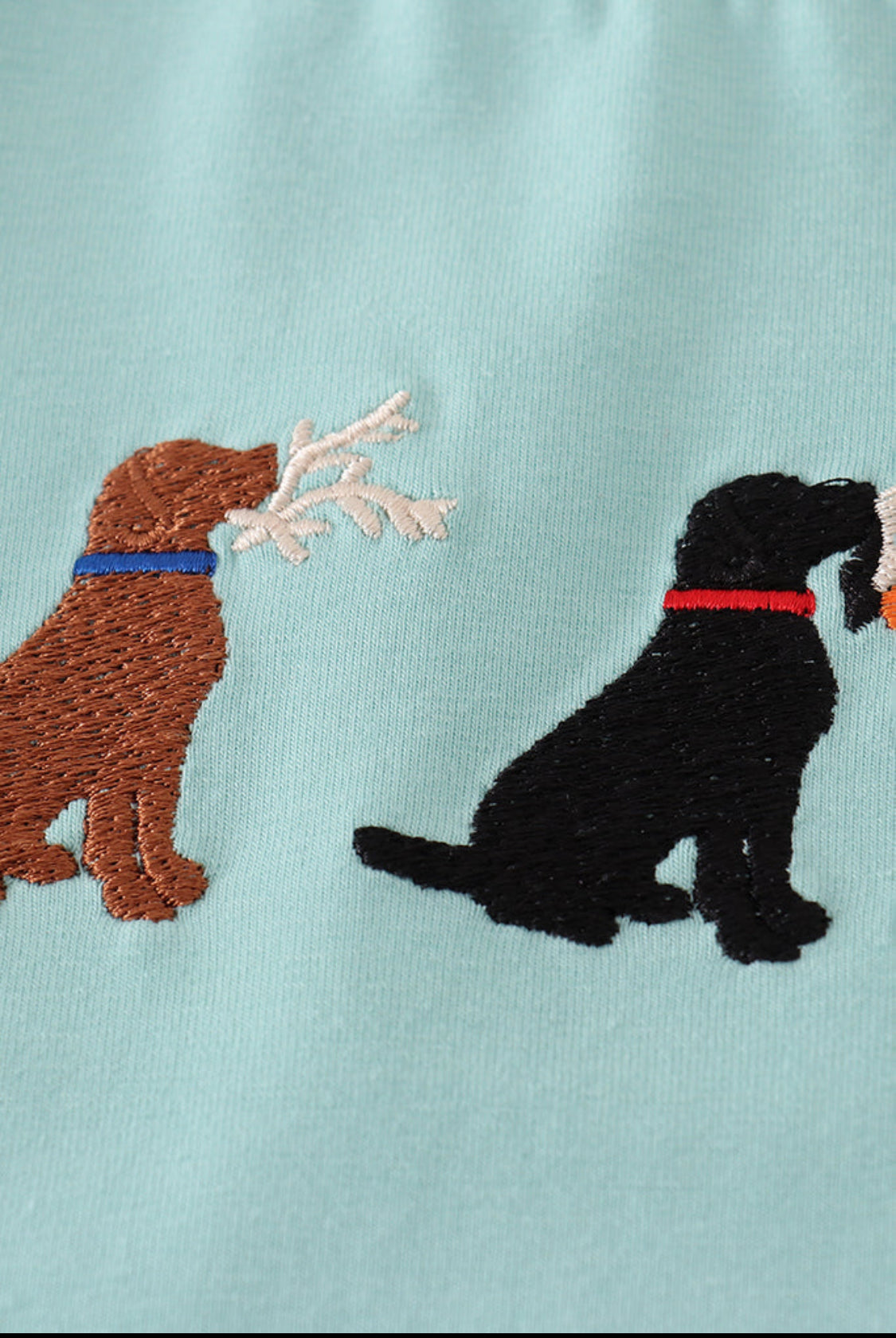 Green Stripe Puppy Hunting Embroidery Boy’s Short Set