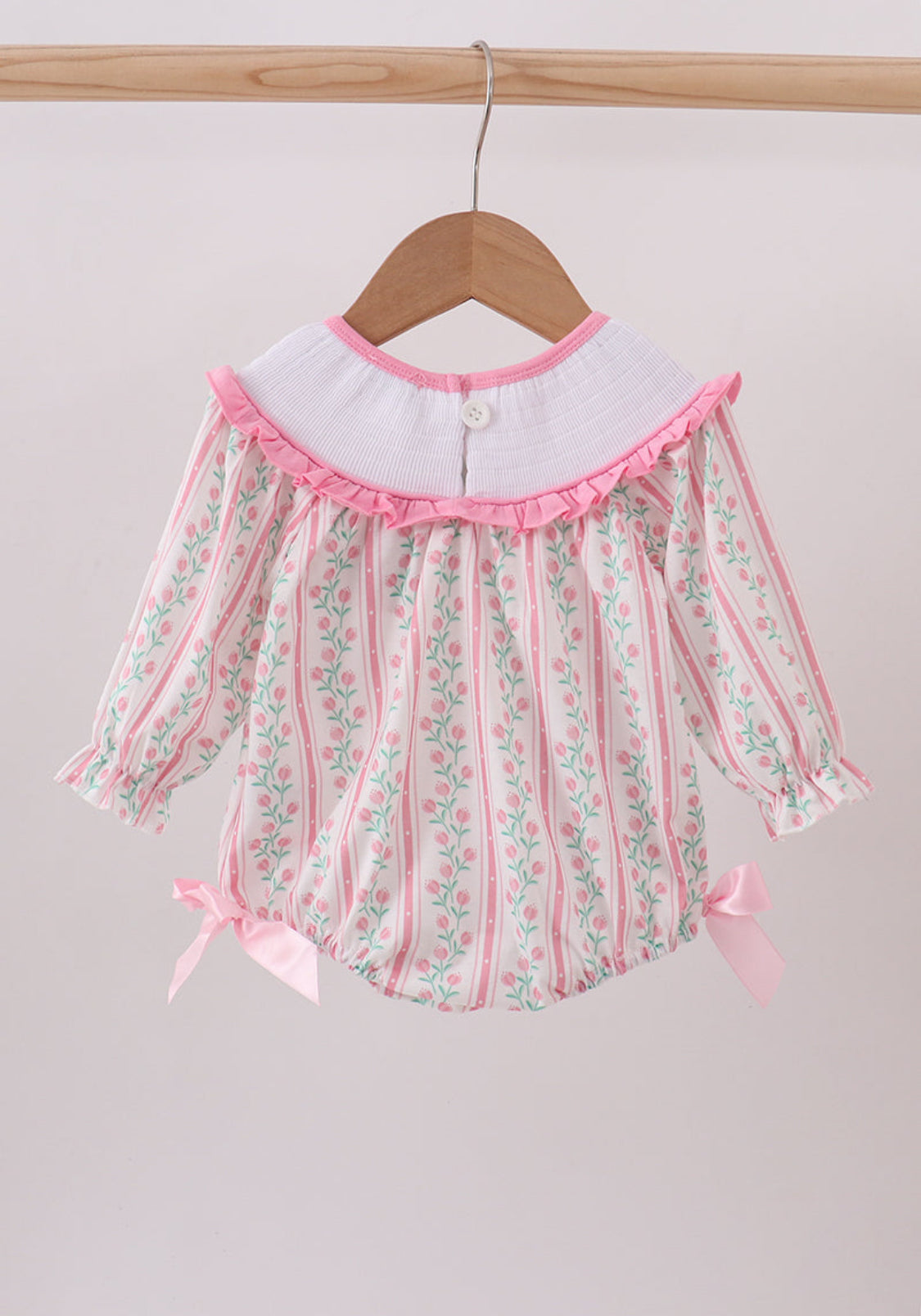 Floral Tulip Smocked Bow Girl’s Bubble