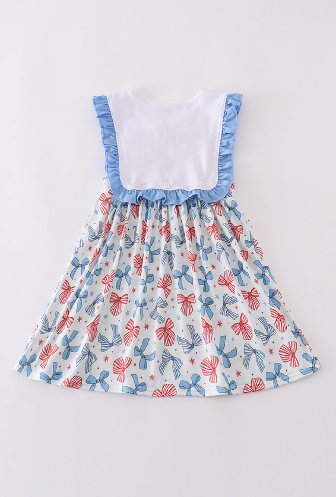 Bow Trellis Embroidery Ruffle Dress