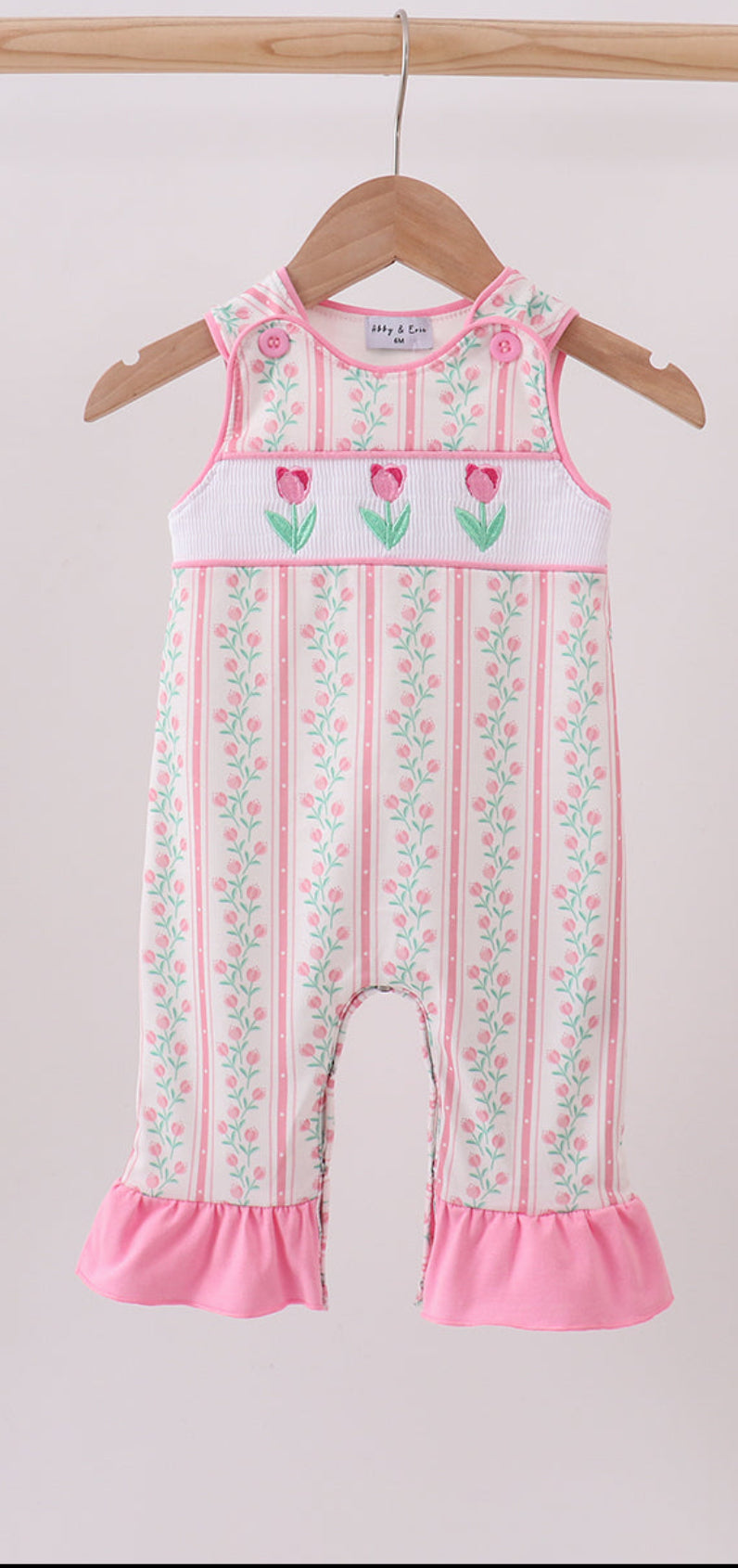 Floral Tulip Smocked Ruffle Girl’s Romper
