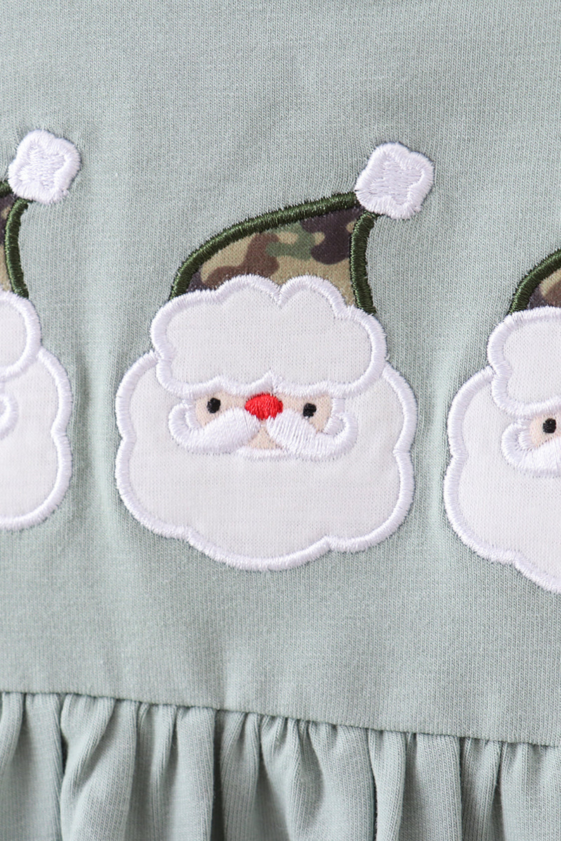 Camouflage Santa Claus Appliqué Ruffle Girl’s Pants Set