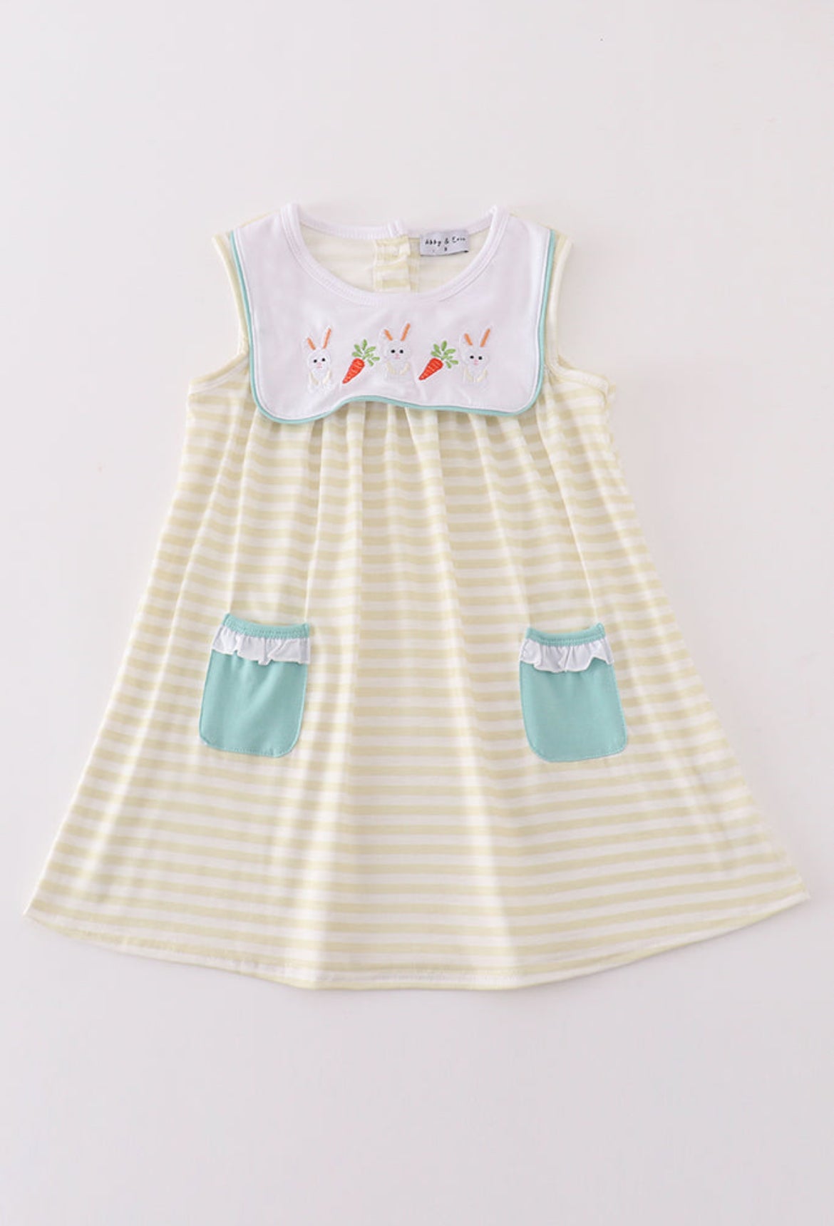 Easter Stripe Bunny Embroidery Girl’s Dress