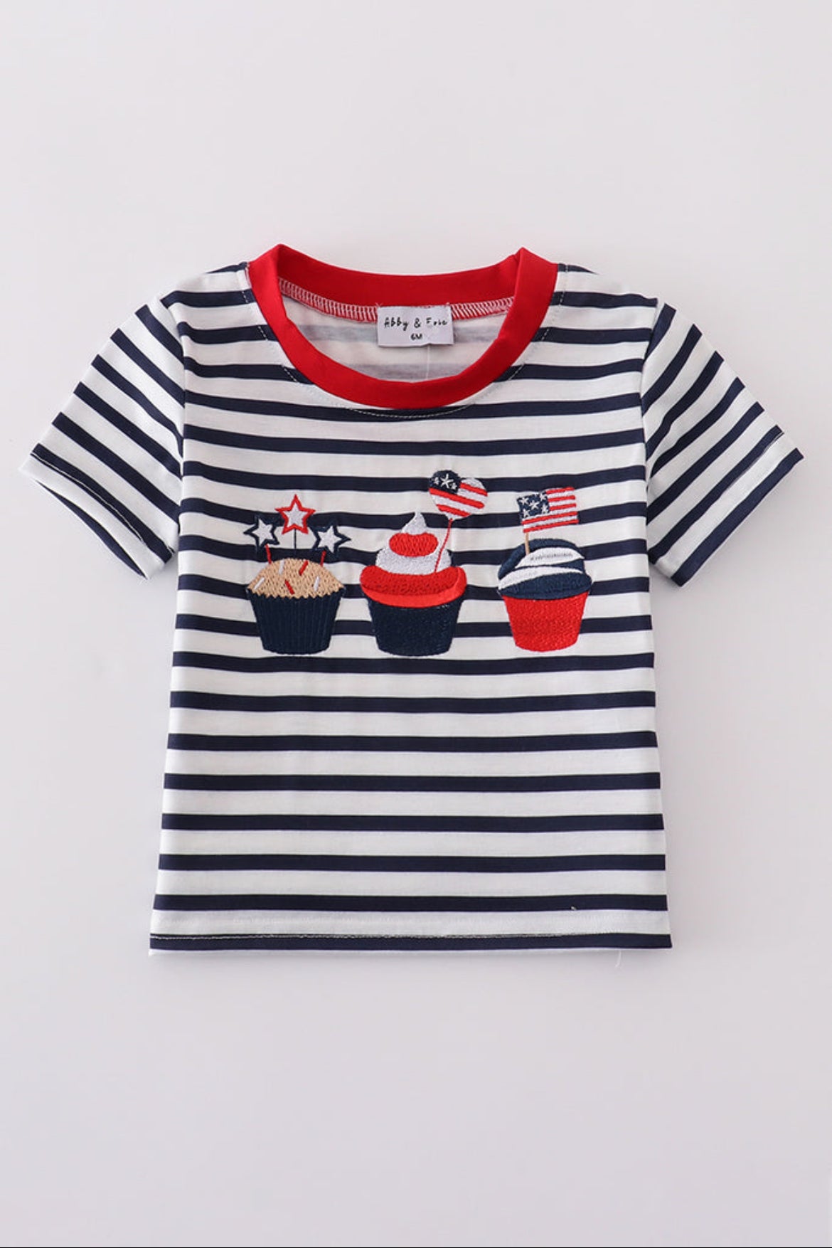 Blue Stripe Cake Embroidery Boy’s Top