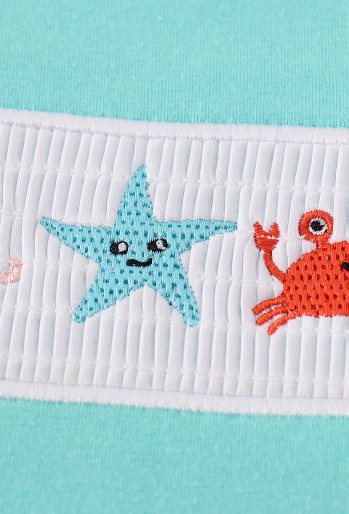 Blue Marine Creature Embroidery Smocked Boy’s Shirt