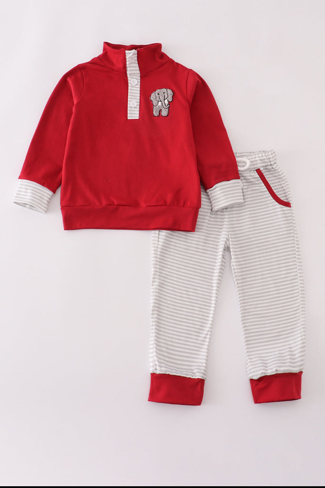Alabama Stripe Elephant French Knot Pants Set