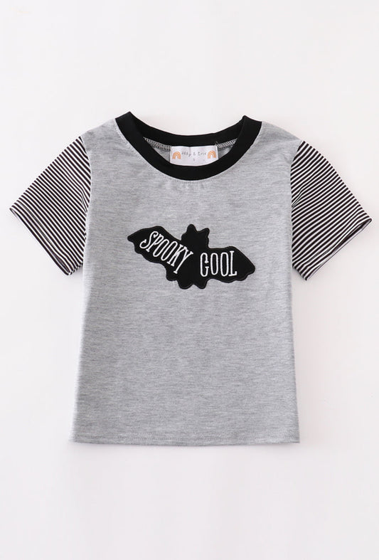 Grey Stripe Halloween Spooky Cool Boy Top