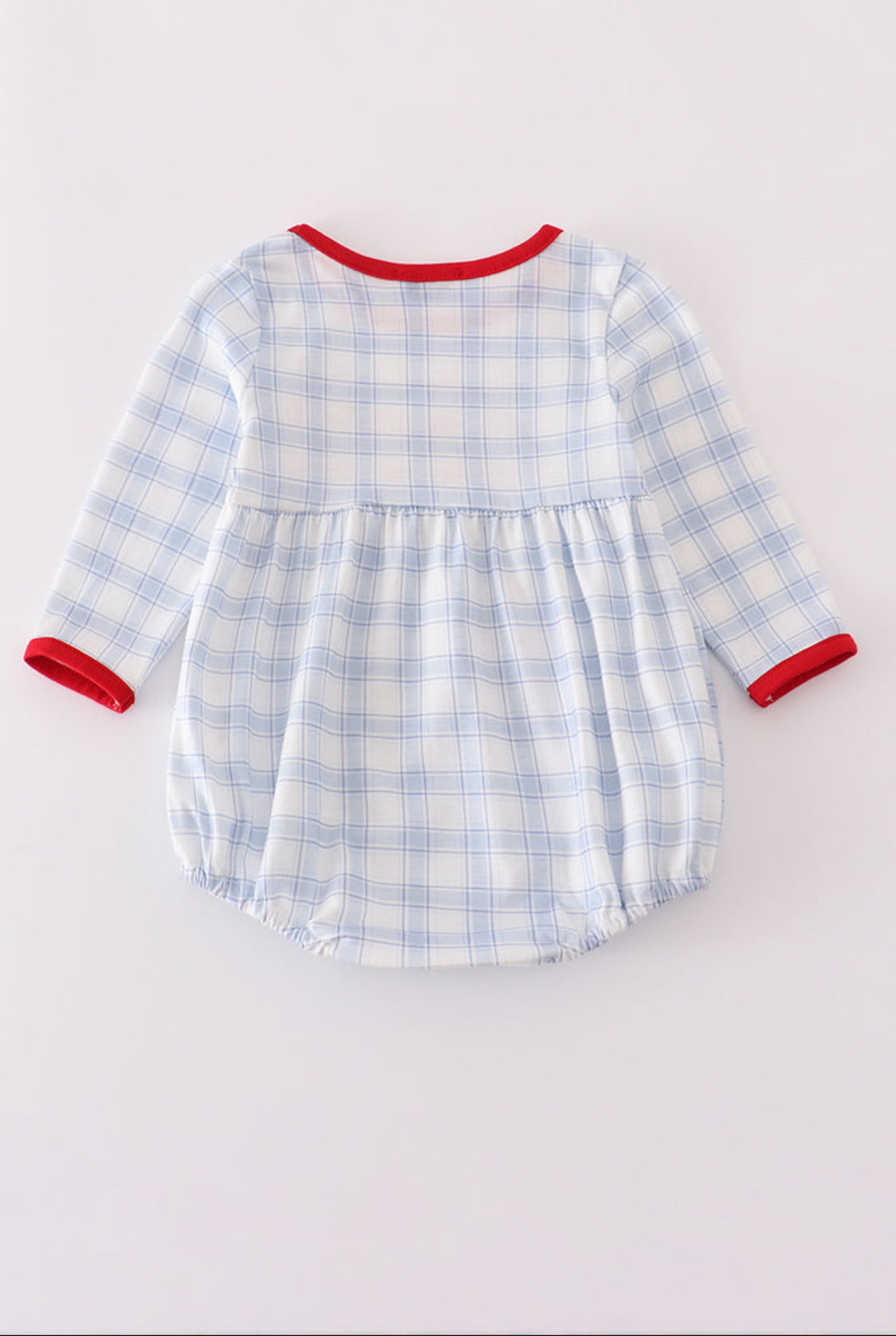 Blue Farm Embroidery Plaid Boy’s Bubble