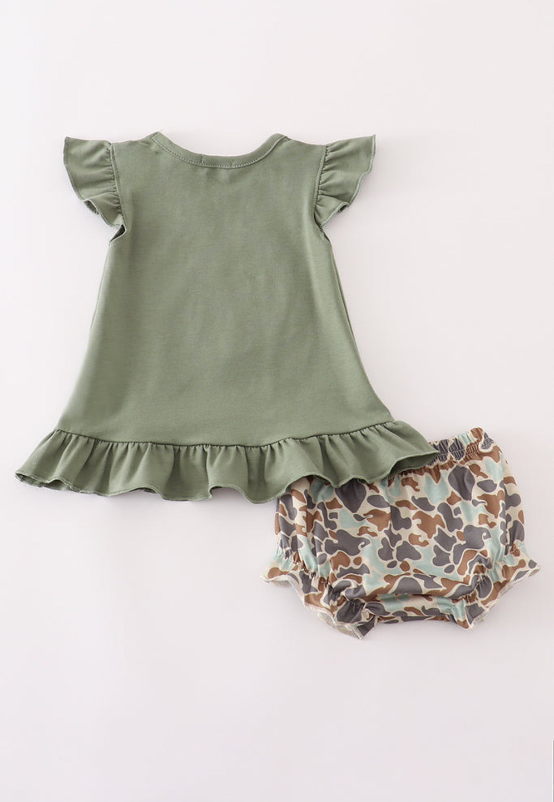 Camouflage Print Pumpkin Appliqué Ruffle Girl’s Bloomer Set
