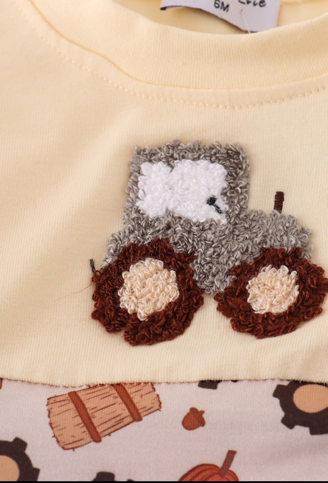 Yellow Tractor French Knot Unisex Romper