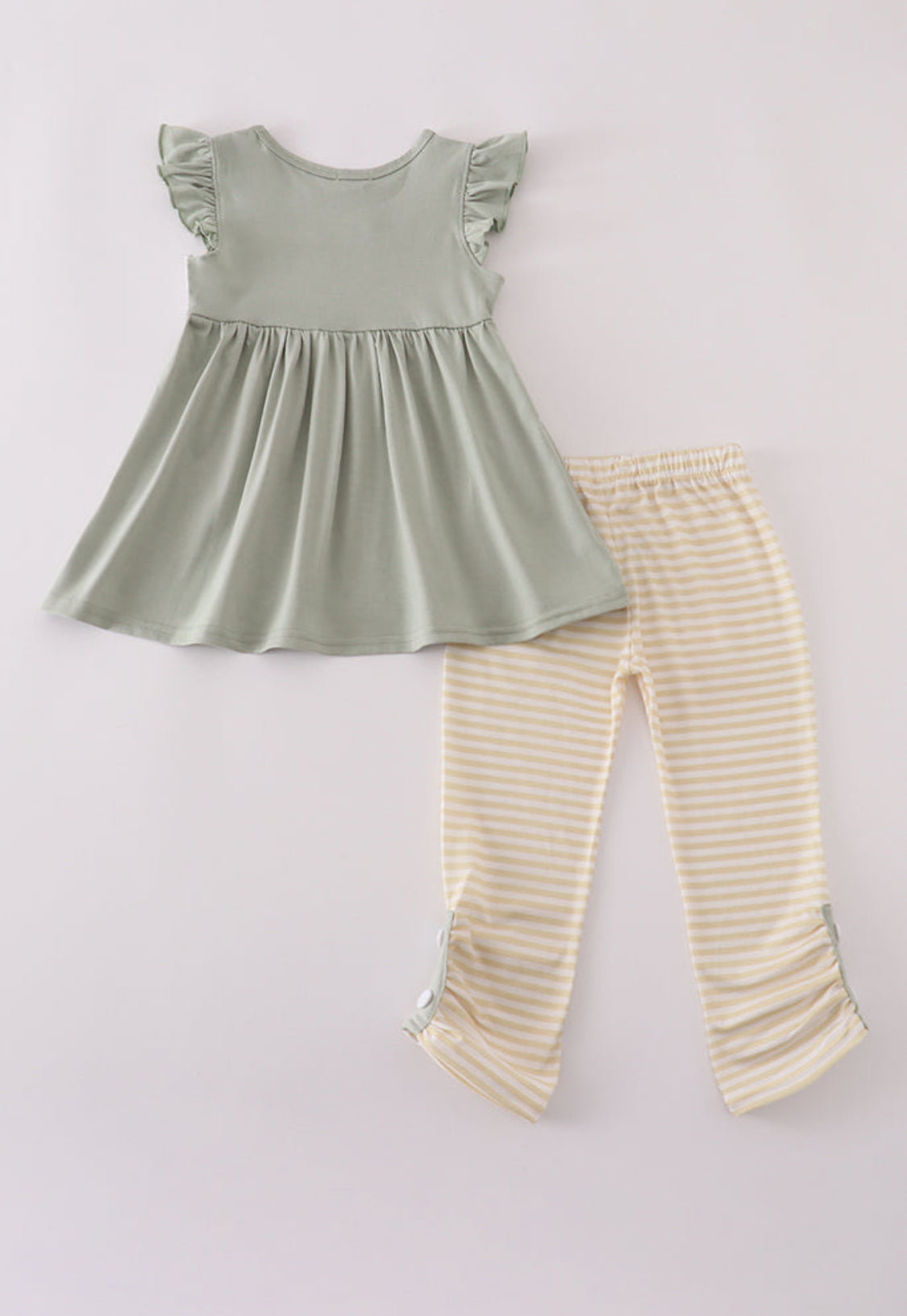 Puppy Embroidery Smocked Ruffle Girl’s Pants Set