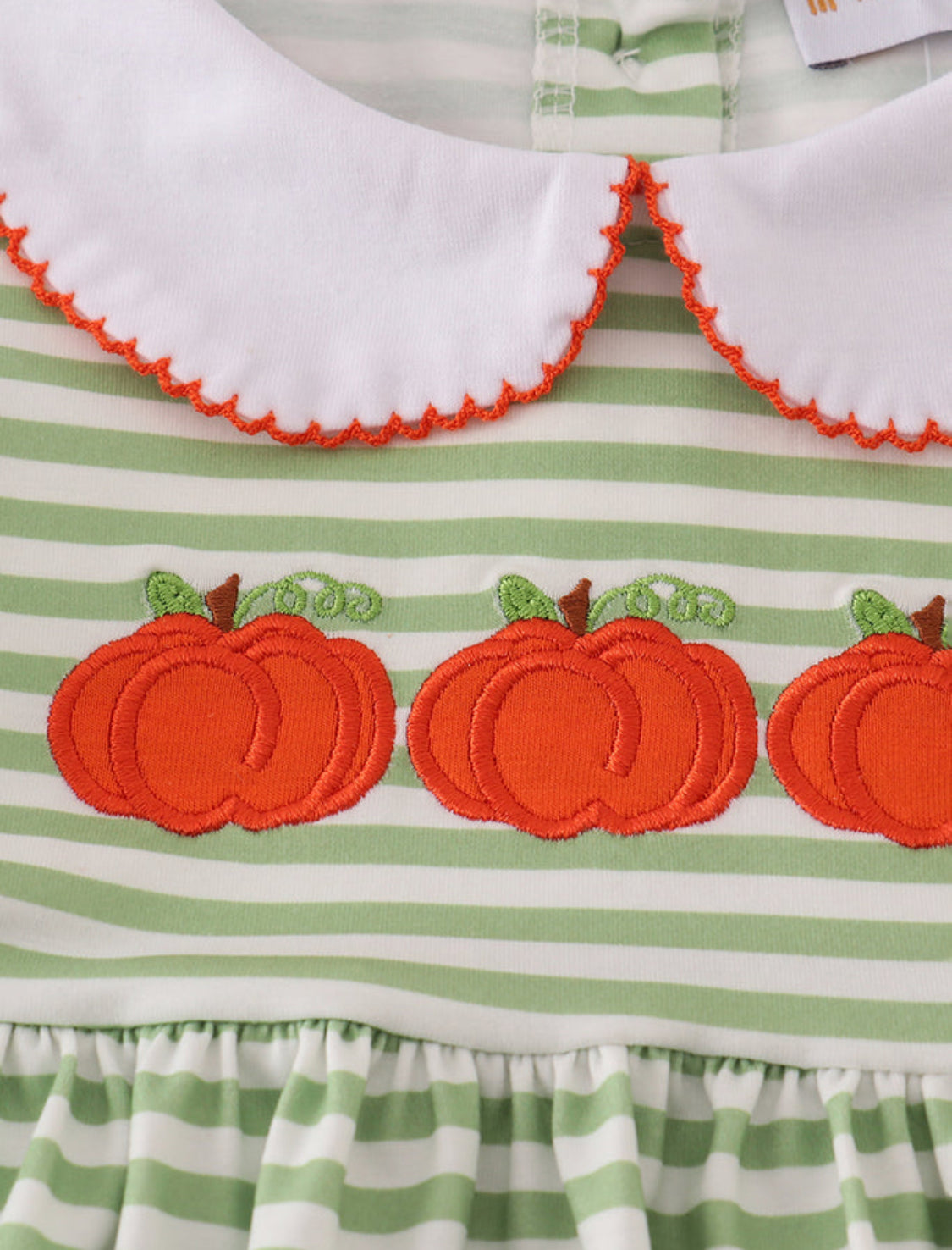Green Stripe Embroidery Dress