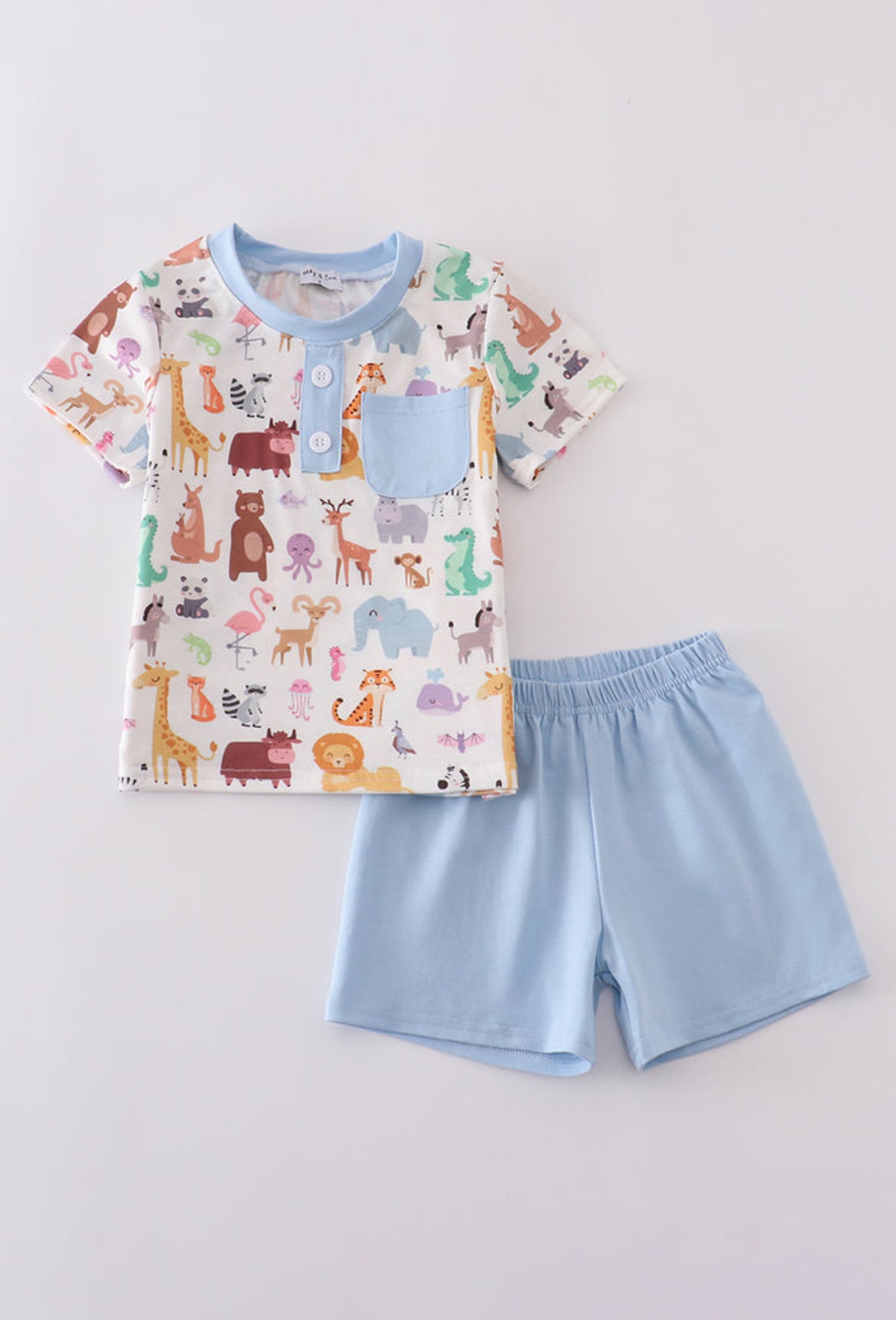 Blue Zoo Animal’s Print Boy Short Set