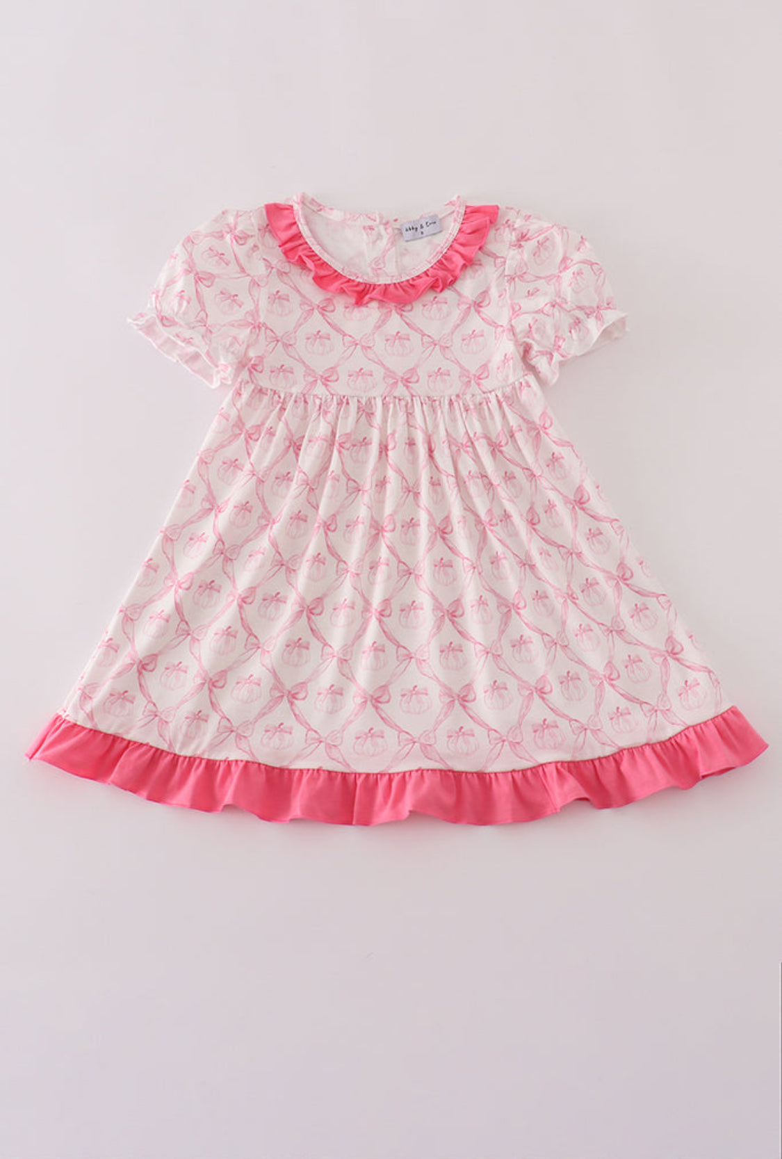 Pink Bow Tie Pumpkin Print Dress