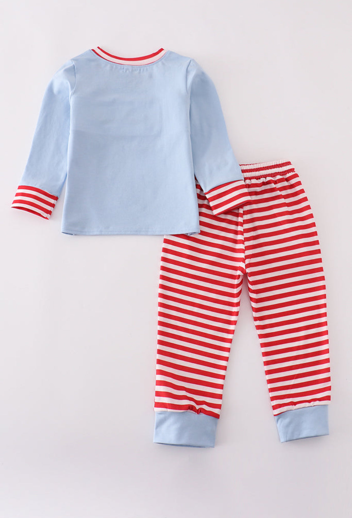 Blue Airplane Embroidery Stripe Boy’s Pants Set