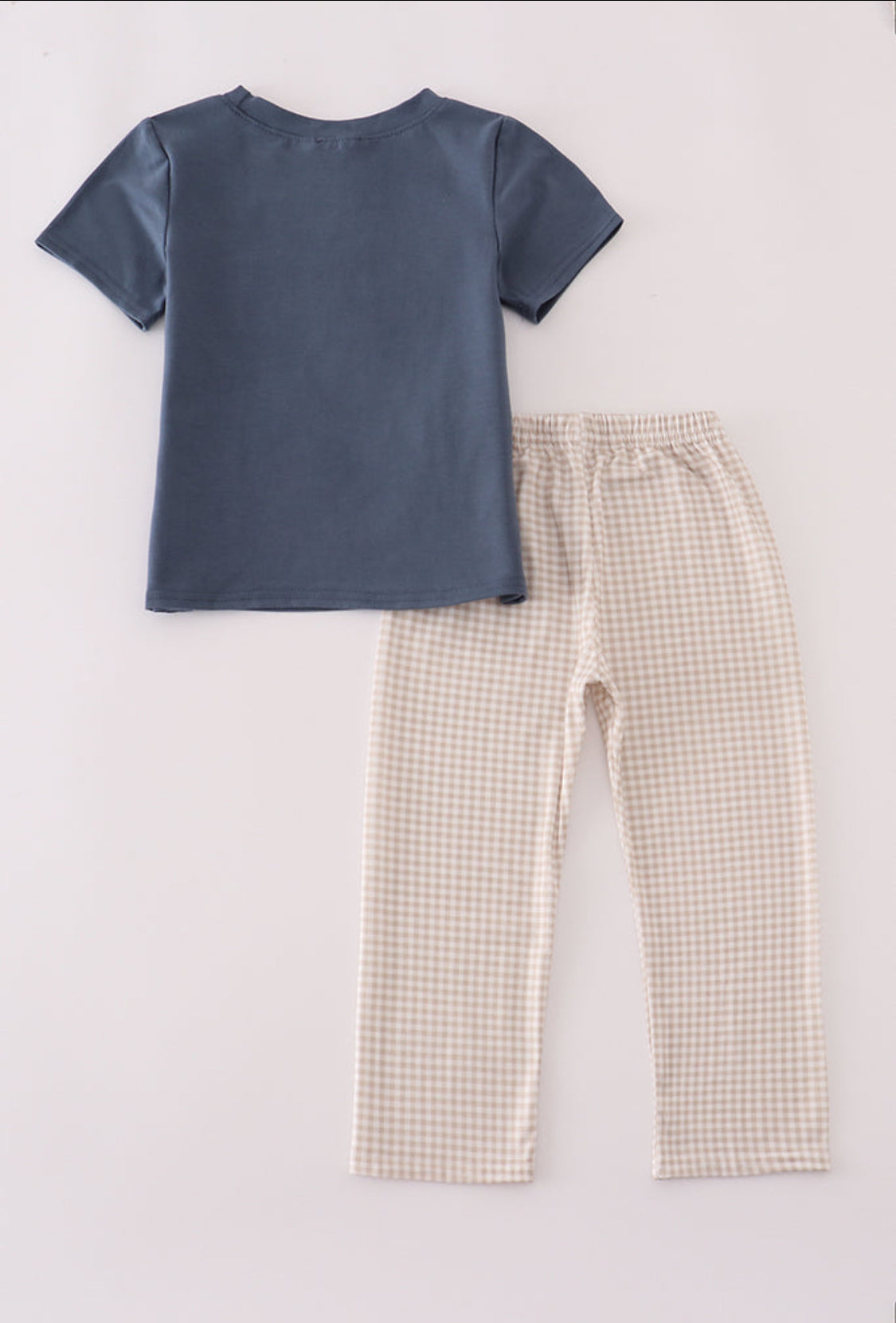 Navy Pumpkin Embroidery Boy’s Pants Set