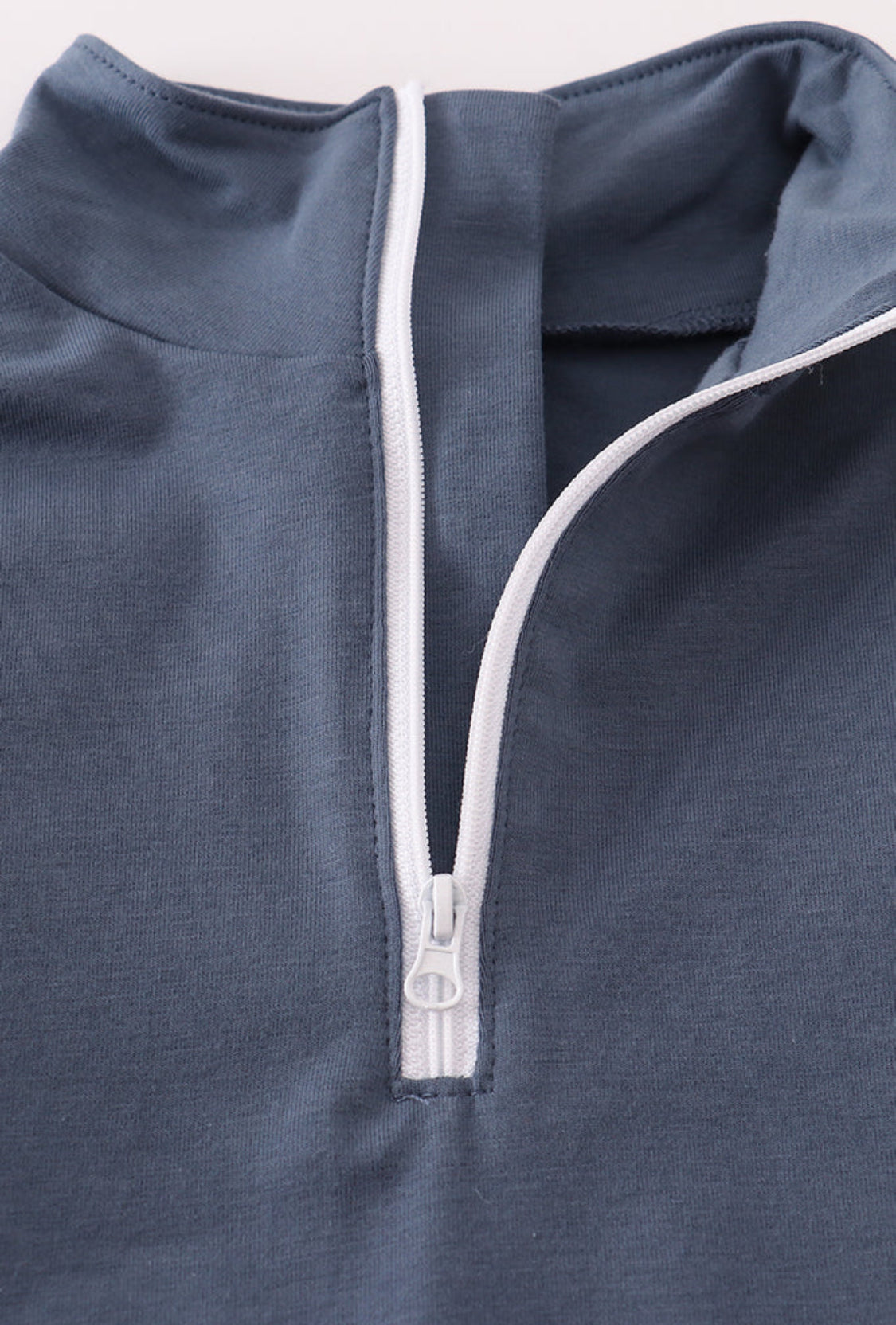 Navy Character Embroidery Boy’s Zip Pullover