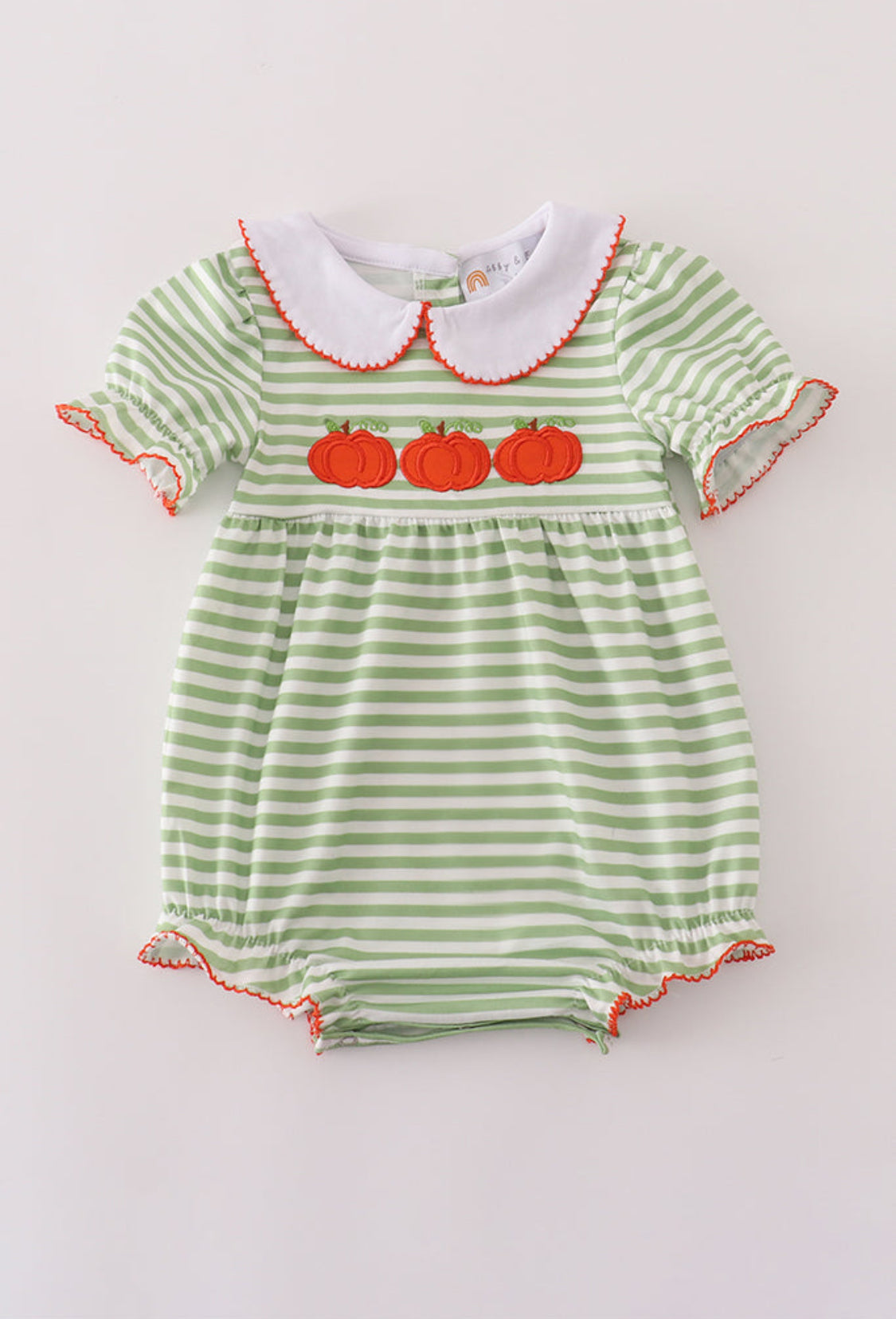 Green Stripe Embroidery Girl’s Bubble