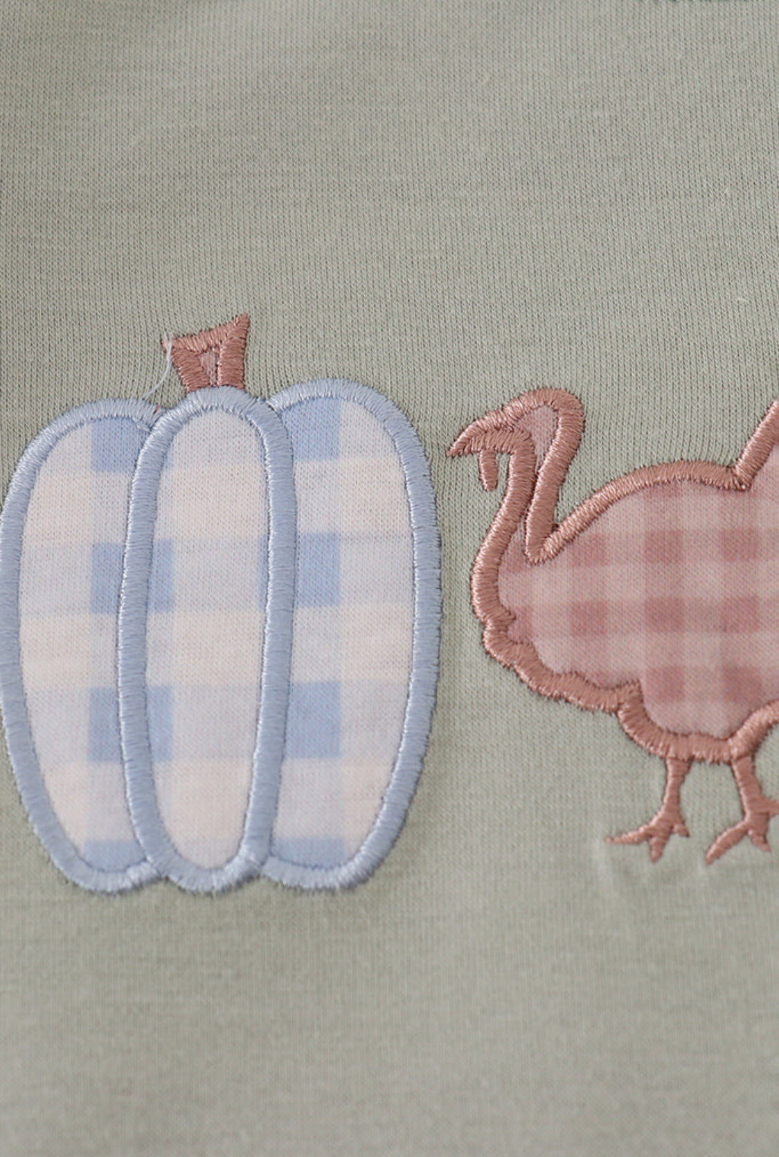 Sage Pumpkin Turkey Applique Ruffle Dress