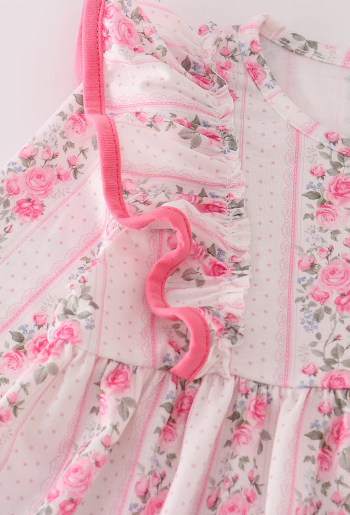 Pink Floral Print Ruffle Girl’s Pants Set