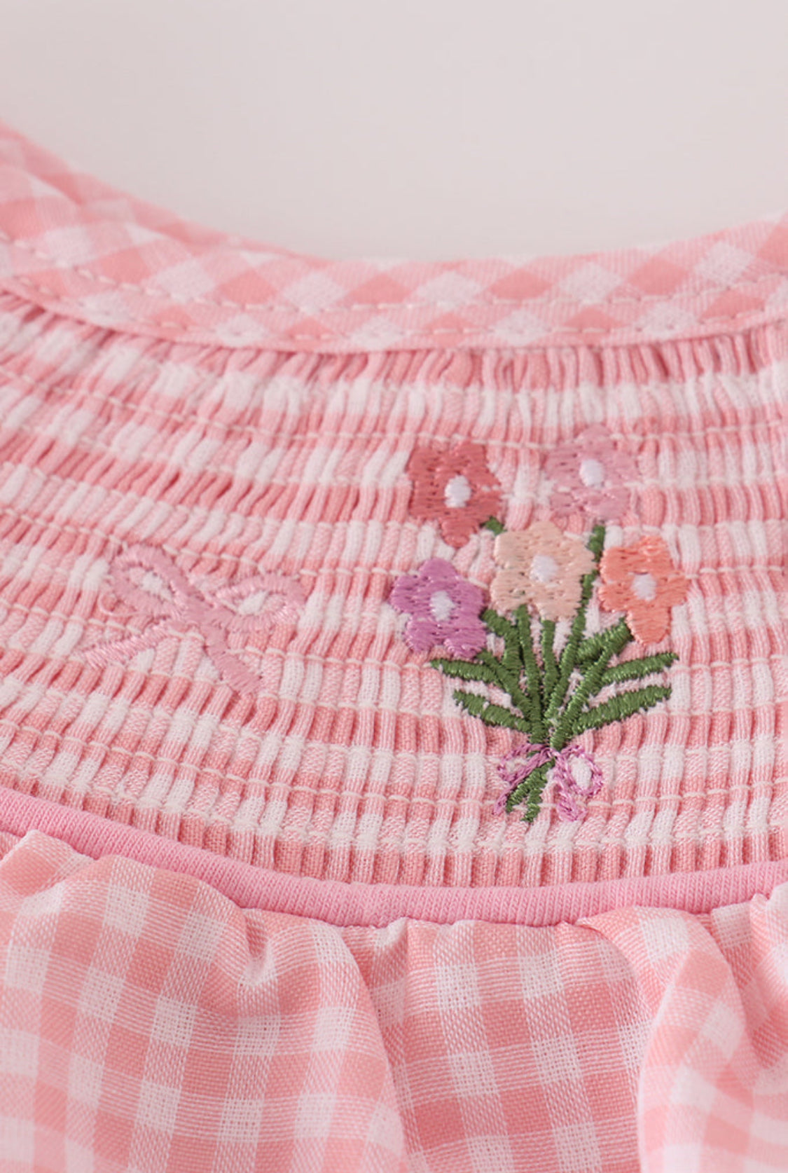 Pink Floral Smocked Girl’s Bubble
