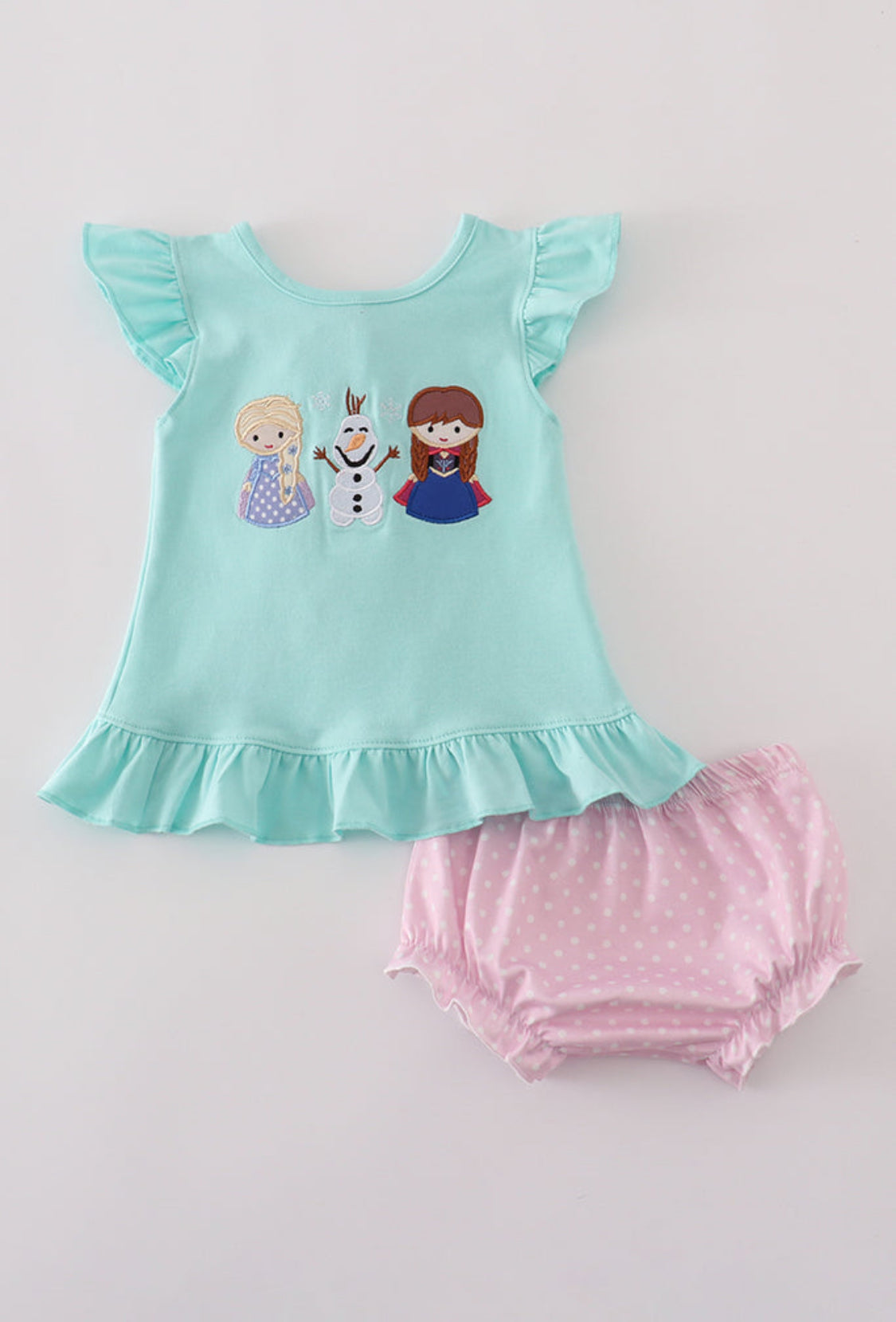 Blue Character Appliqué Girl Bloomer Set