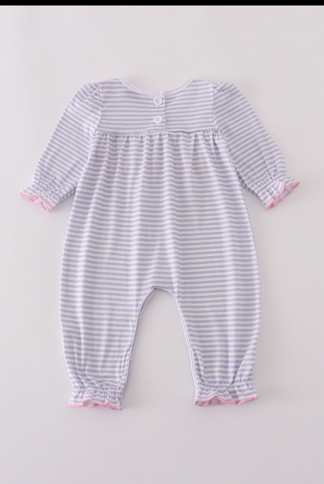Purple Puppy French Knot Stripe Girl’s Romper