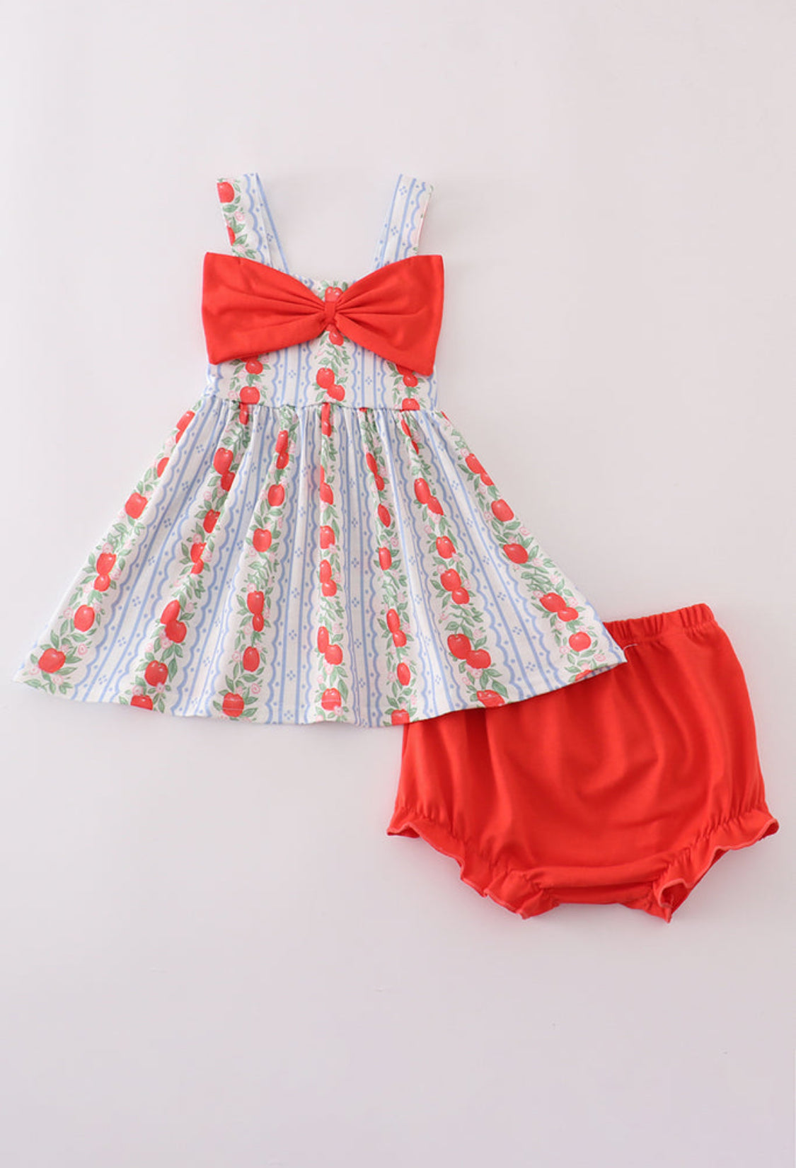 Apple Print Bow Girl’s Bloomer Set