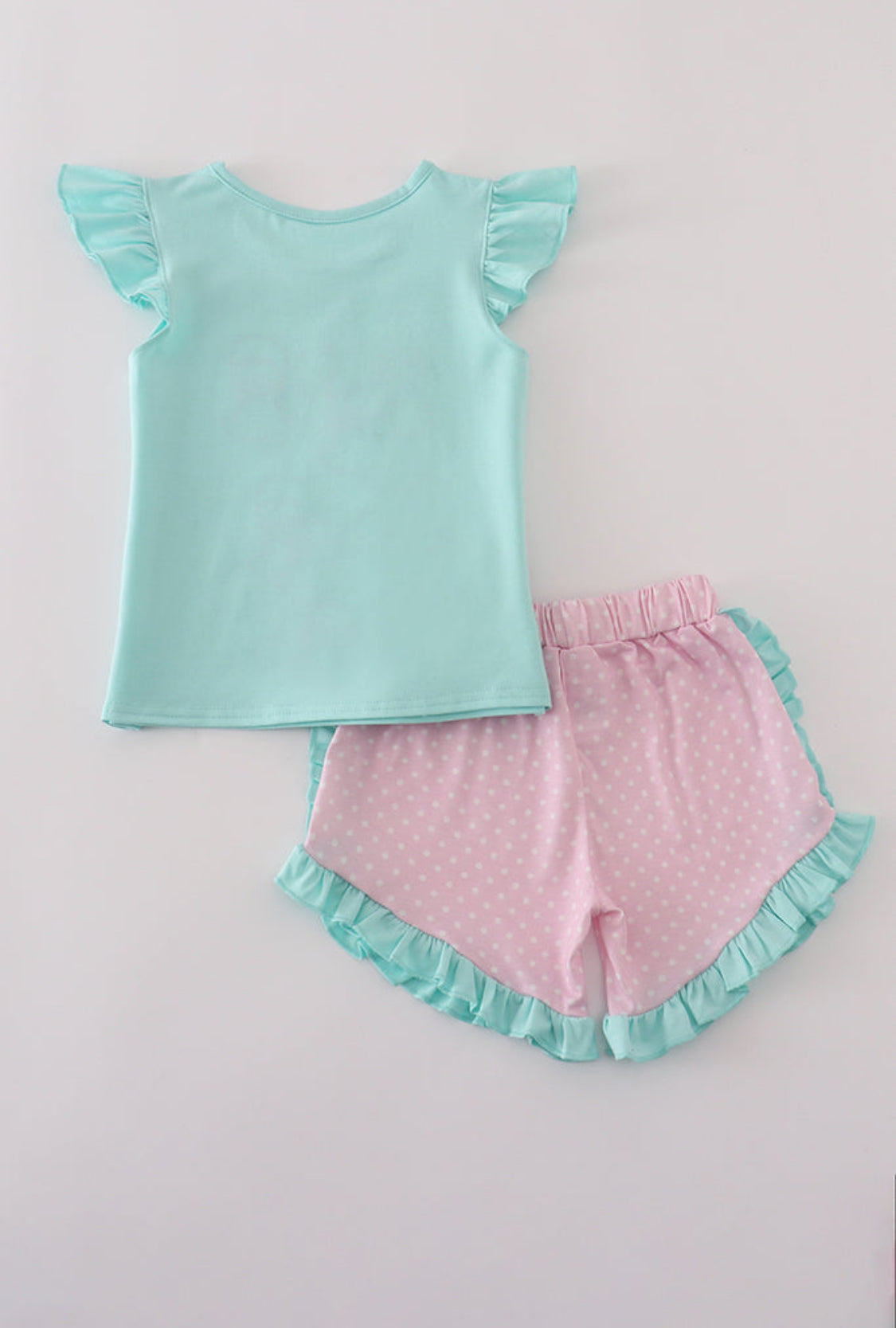 Blue Character Appliqué Girl Short Set