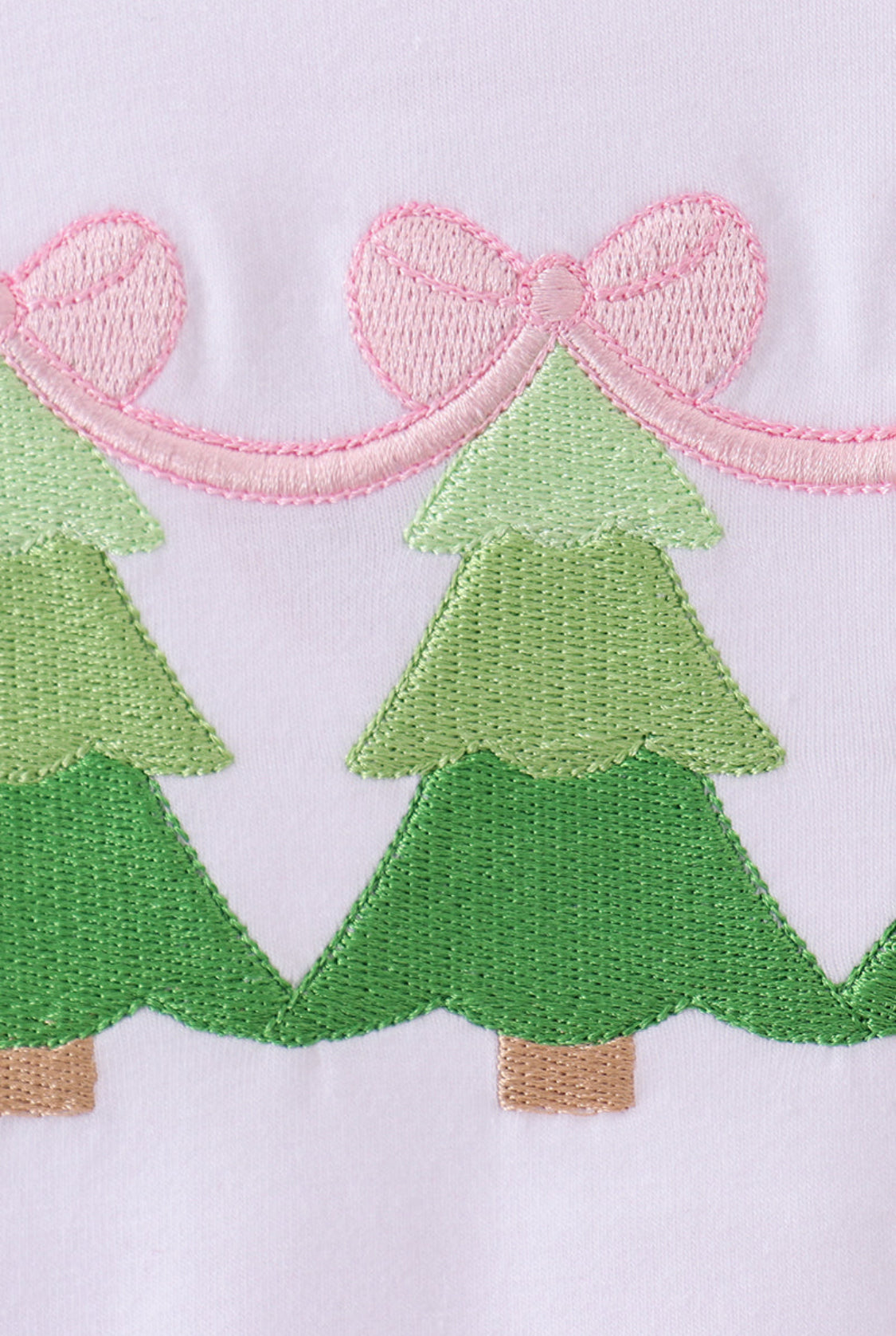 Pink Christmas Tree Embroidery Girl’s Bloomer Set